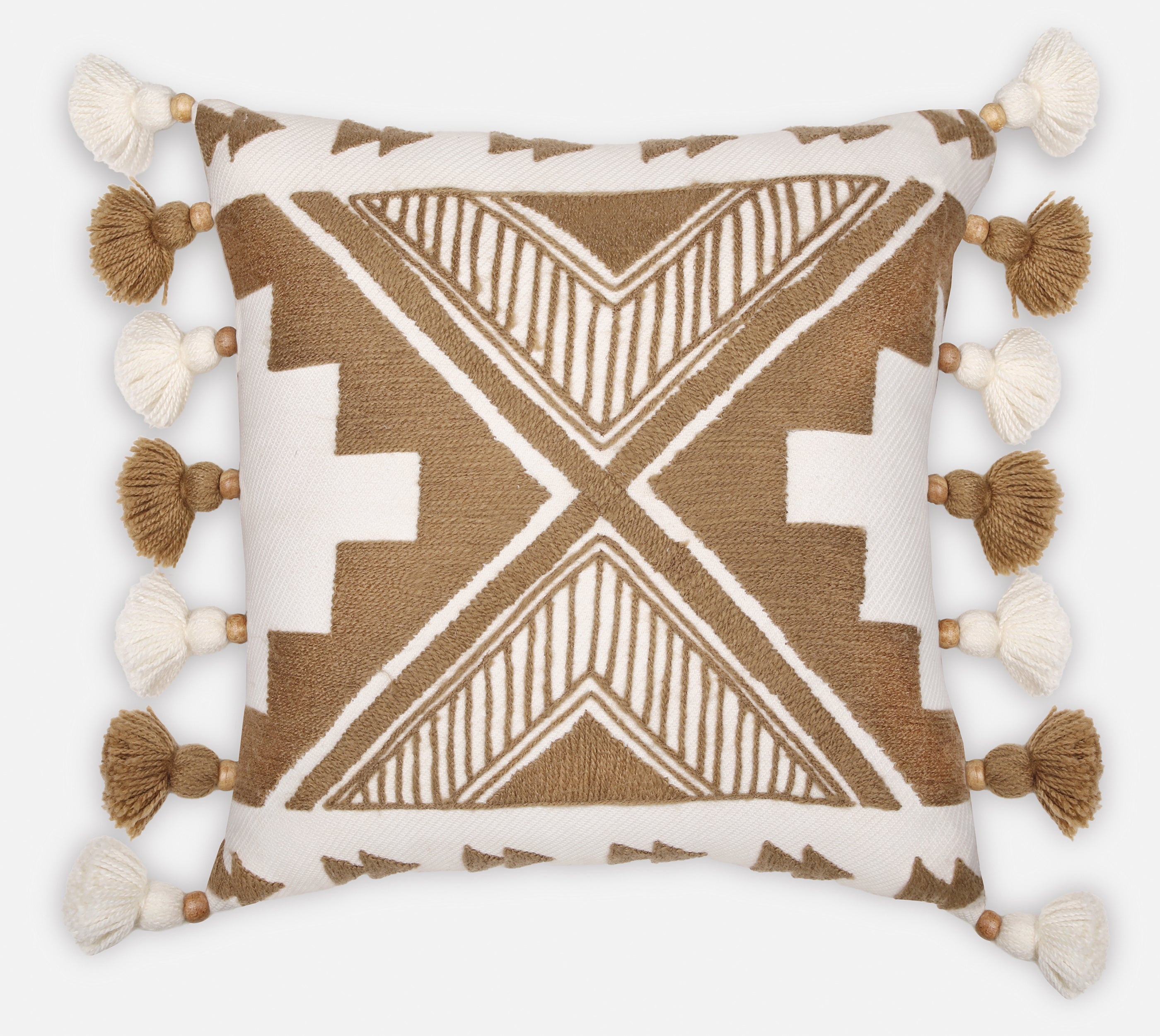 NAVAJO Off white Gold Cotton Cushion Cover