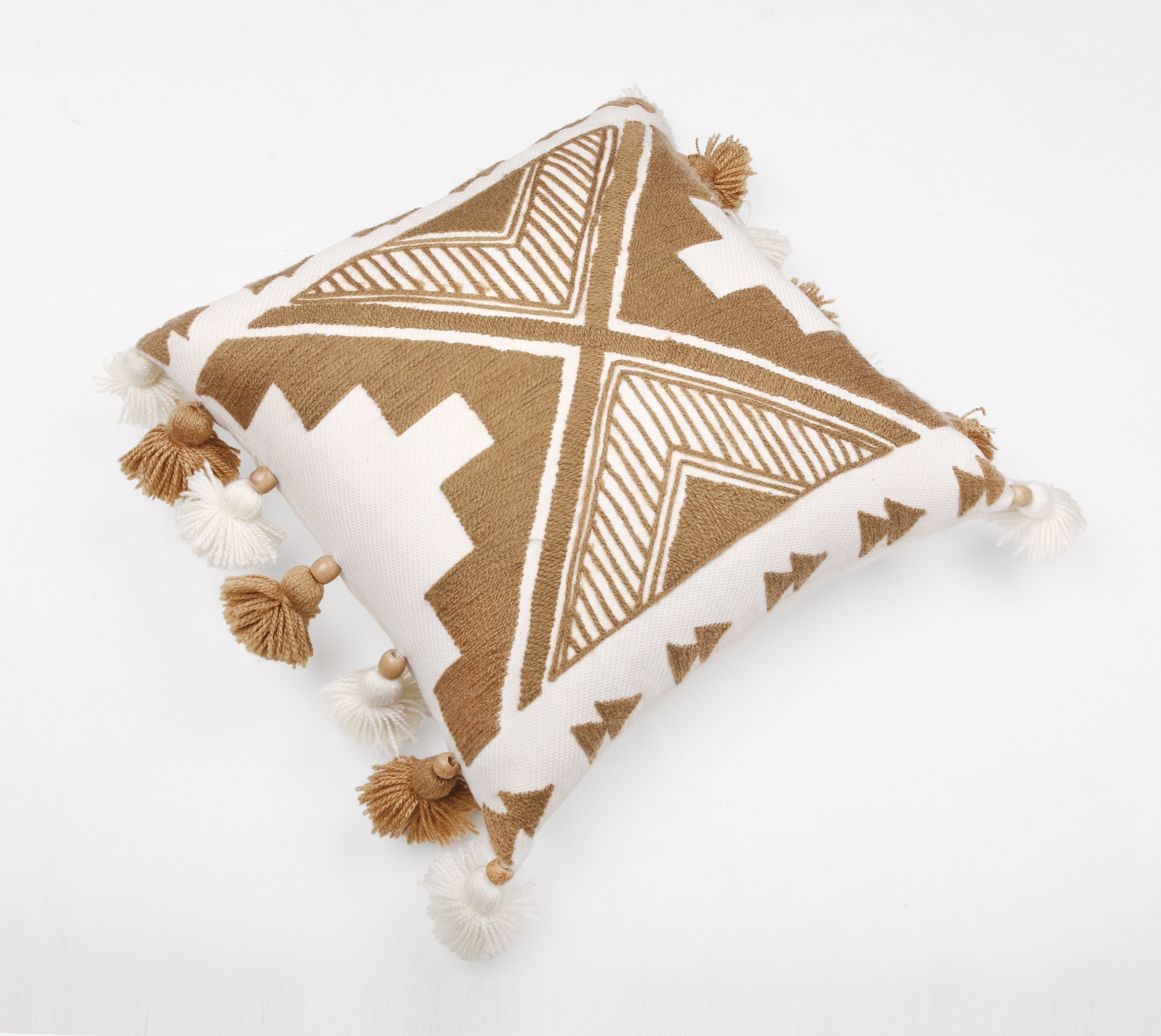 NAVAJO Off white Gold Cotton Cushion Cover