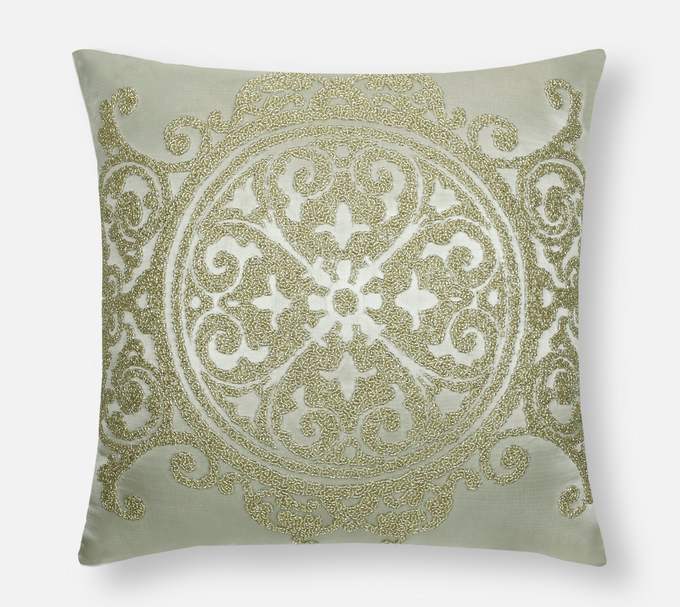 PATINA Light Green Gold Beaded Cushion Cover
