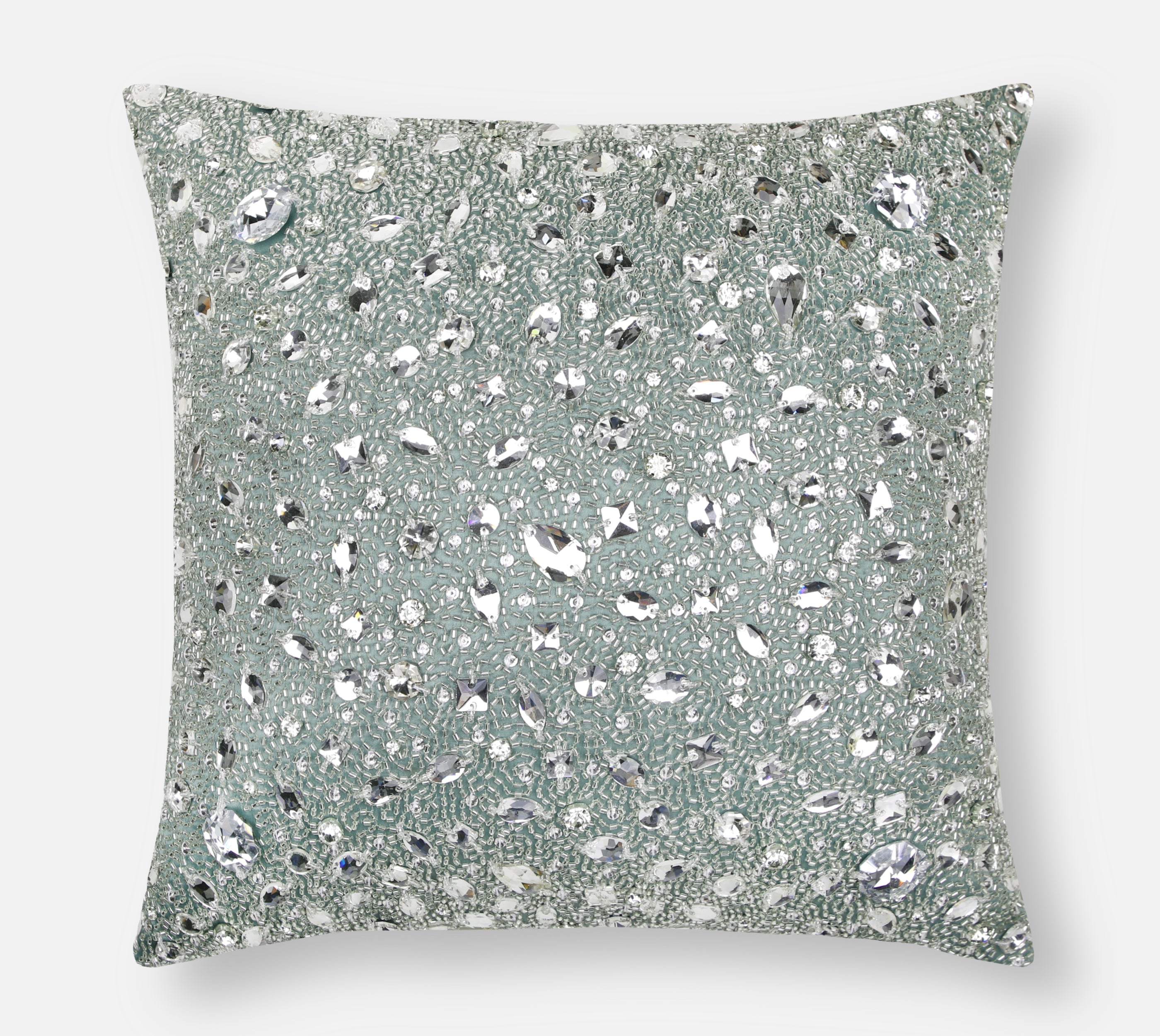 FORTUNE Sage Green Bling Satin Cushion Cover