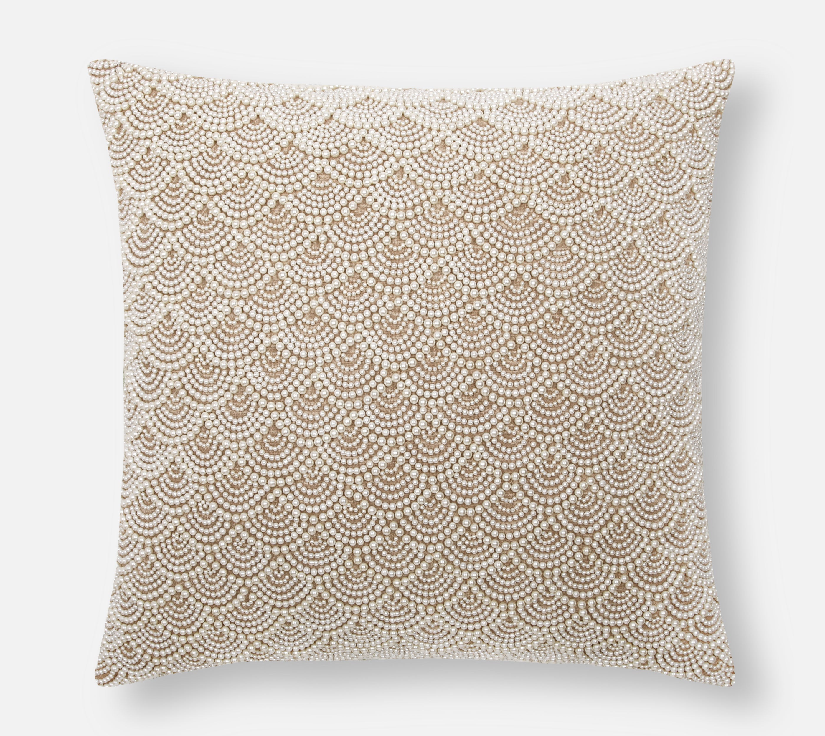 CAPIZ Light Brown and Off-white Pearl Cushion Cover