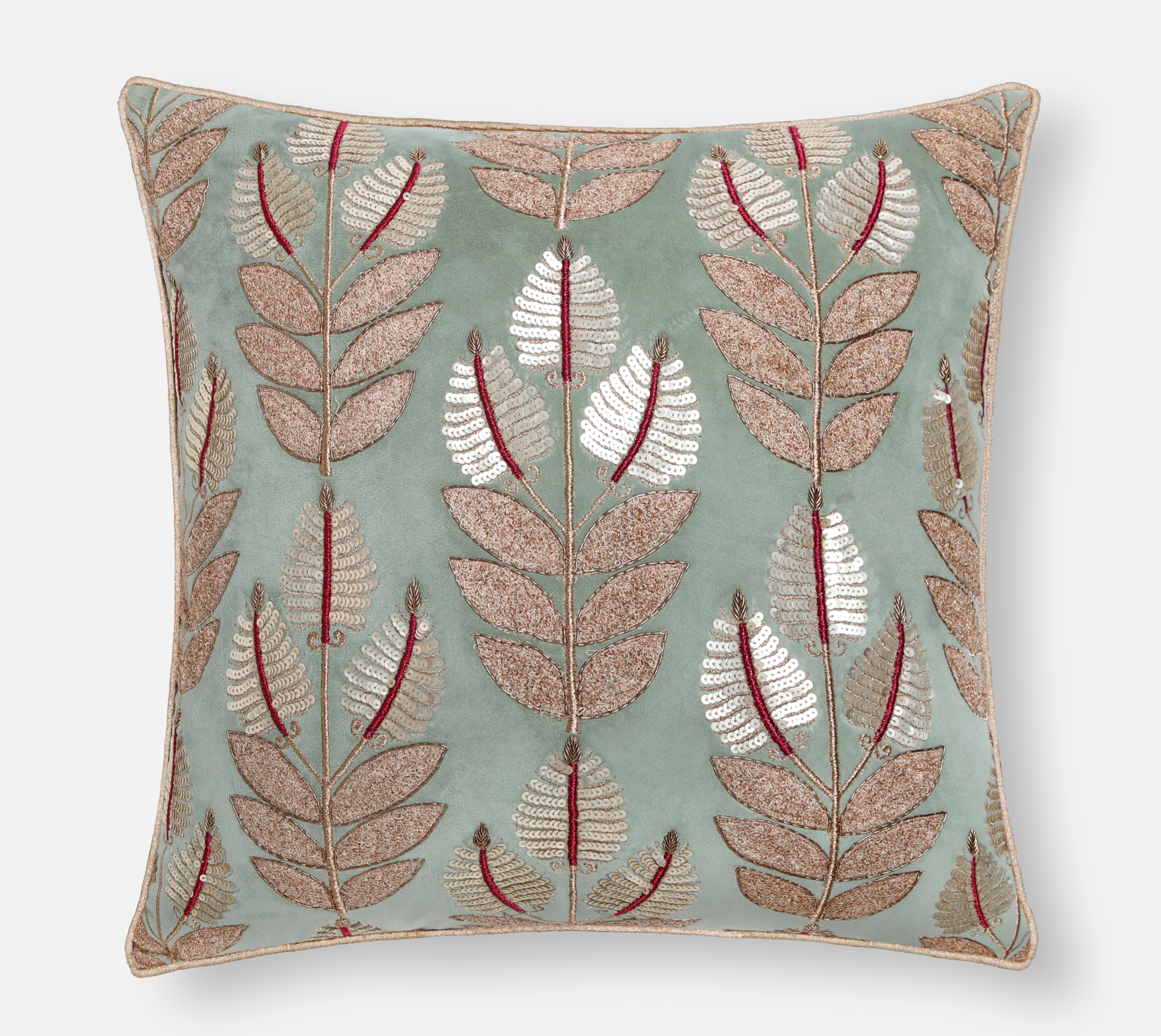 HERITAGE Sage Green Velvet Cushion Cover