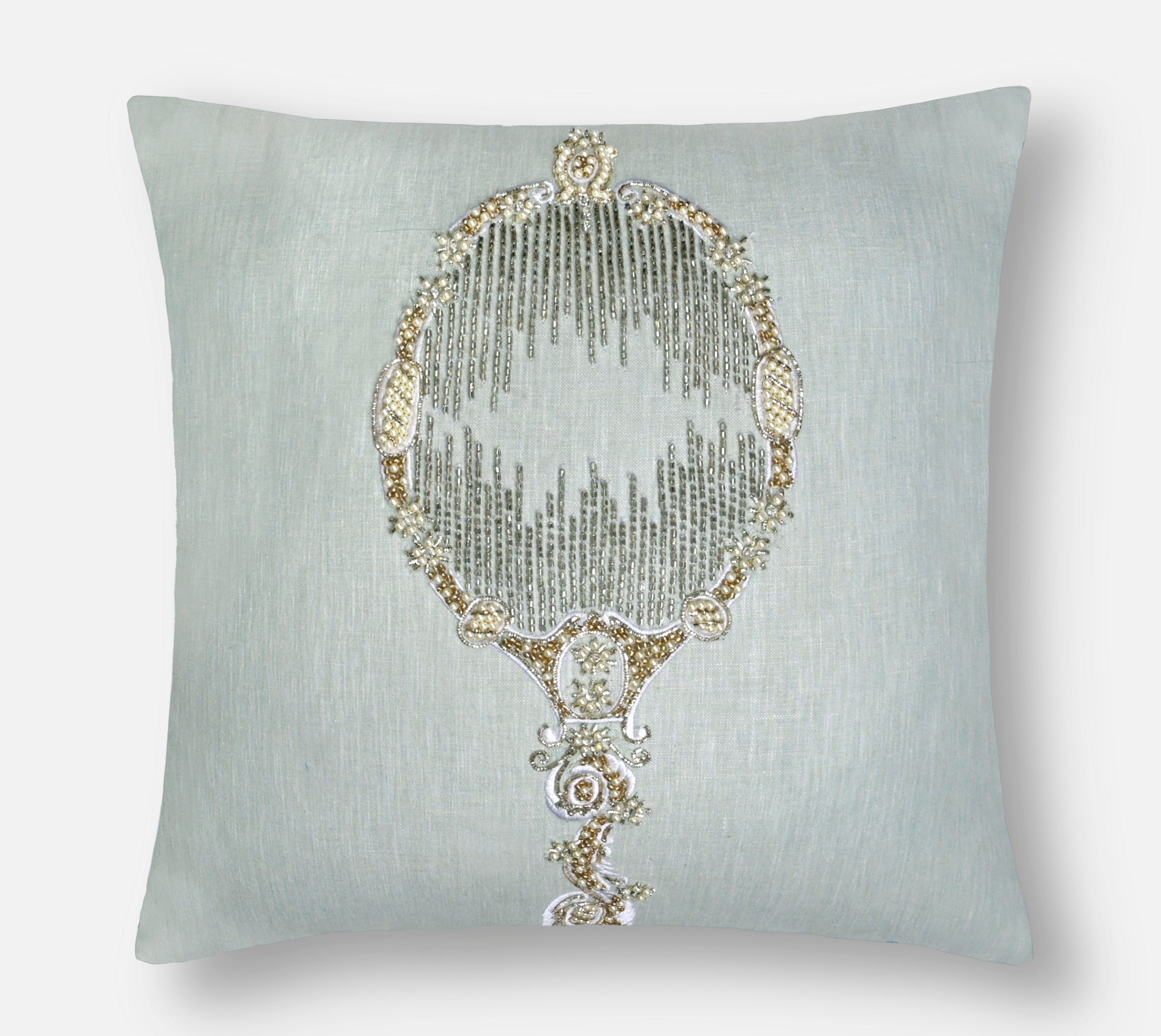 PALASH Light Blue Linen Cushion Cover
