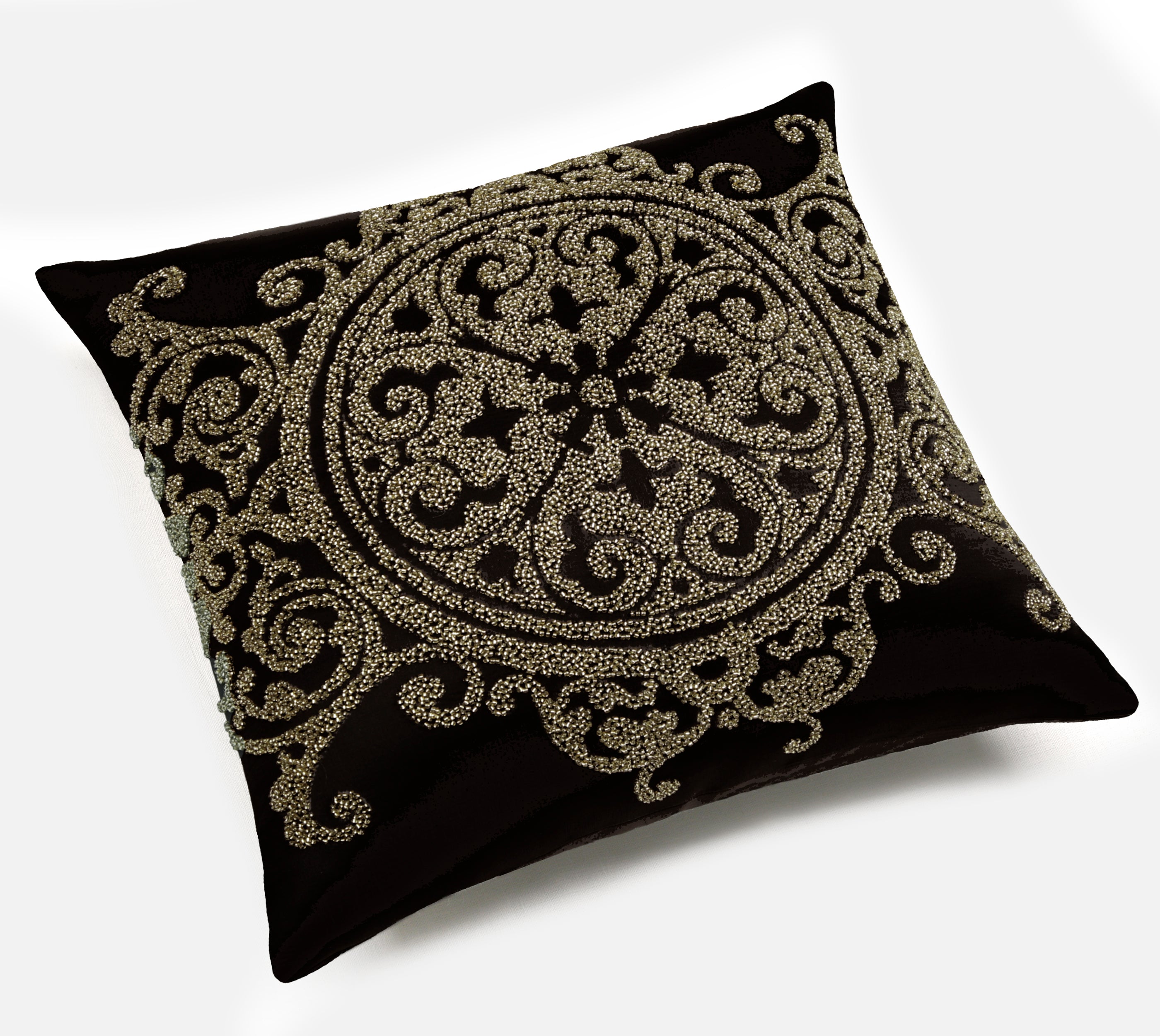 PATINA Black Gold Beaded Cushion Cover