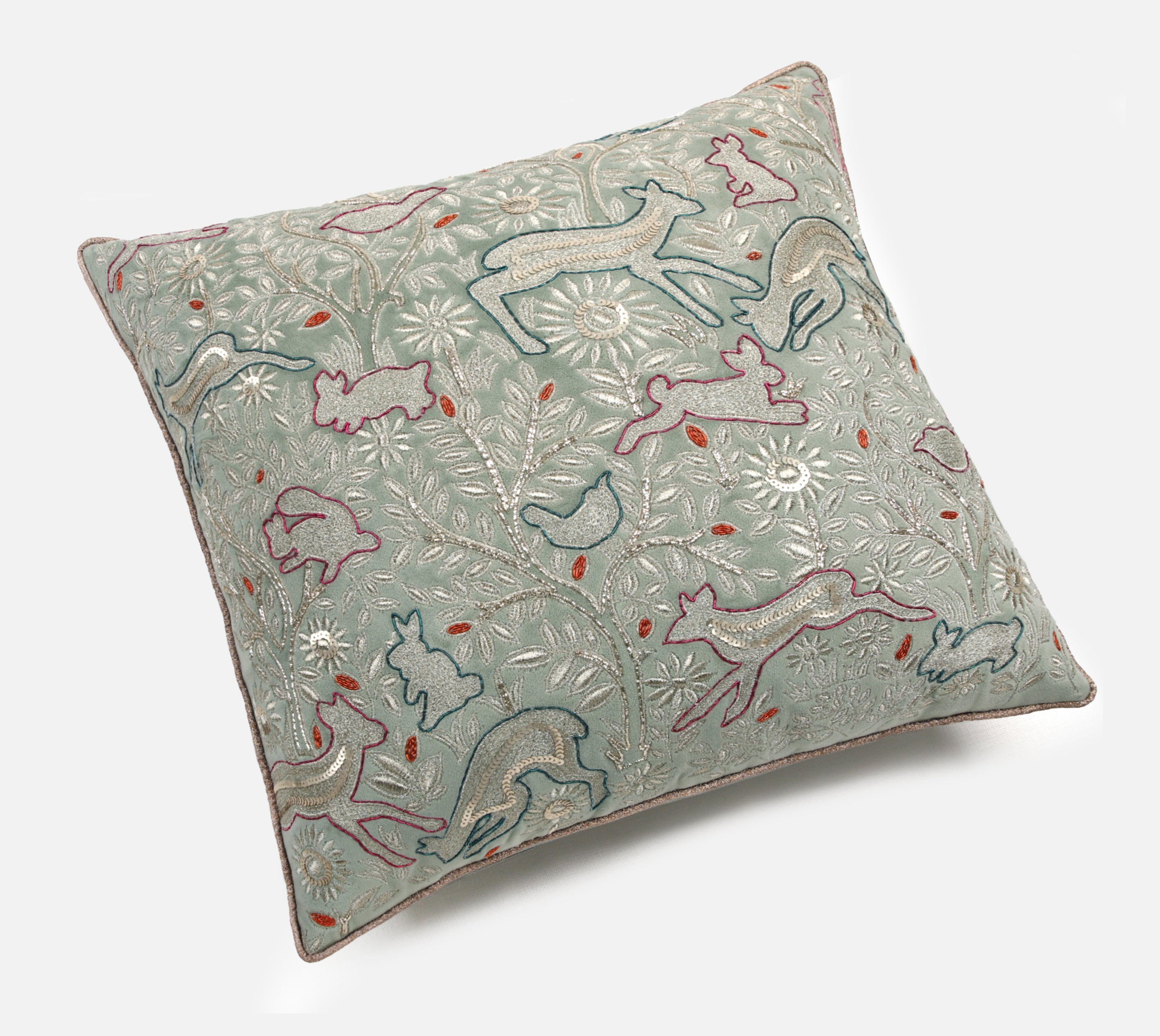 HERITAGE Sage Green Velvet Cushion Cover