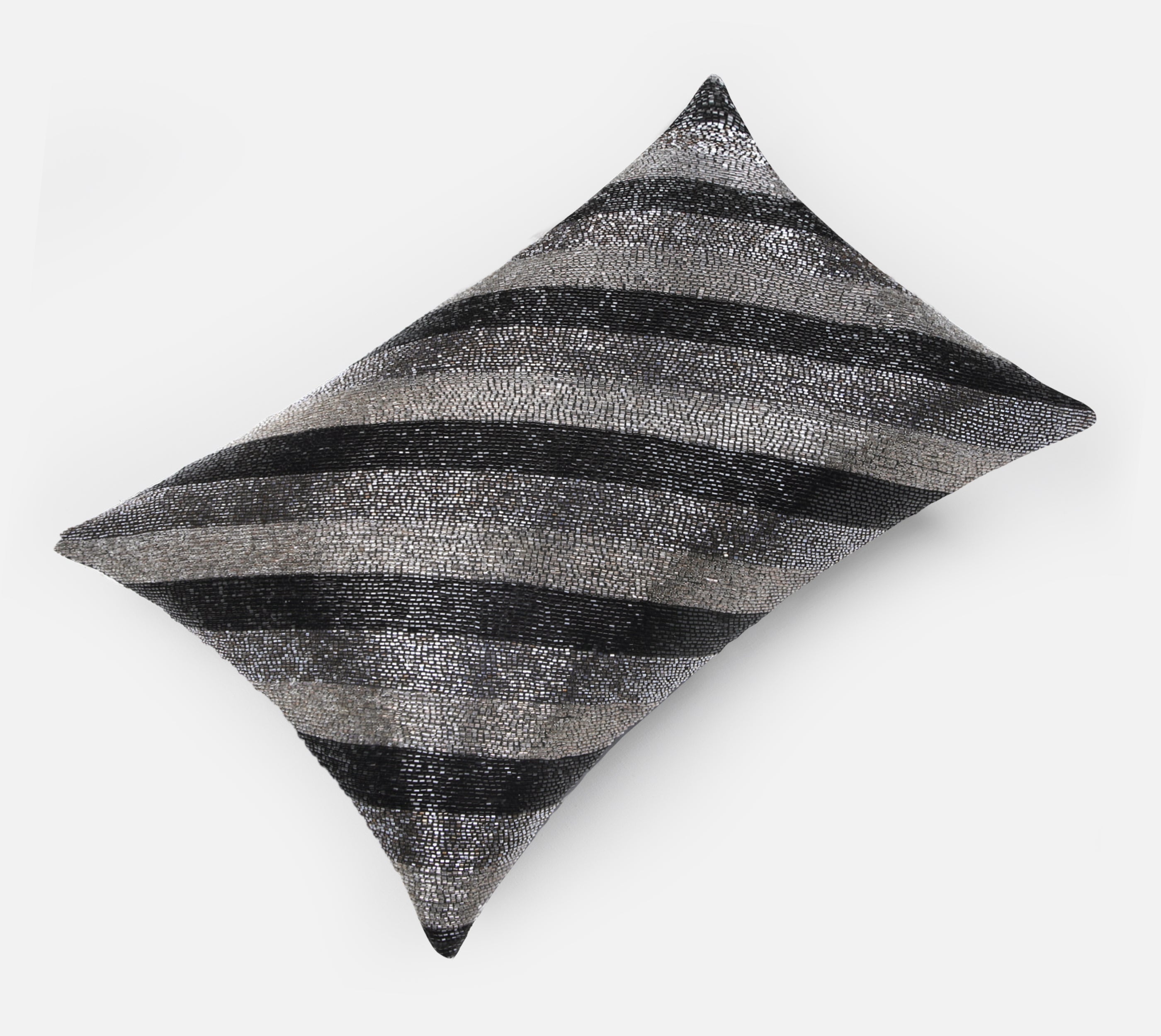 GLAM Black Grey Beaded Cushion Cover