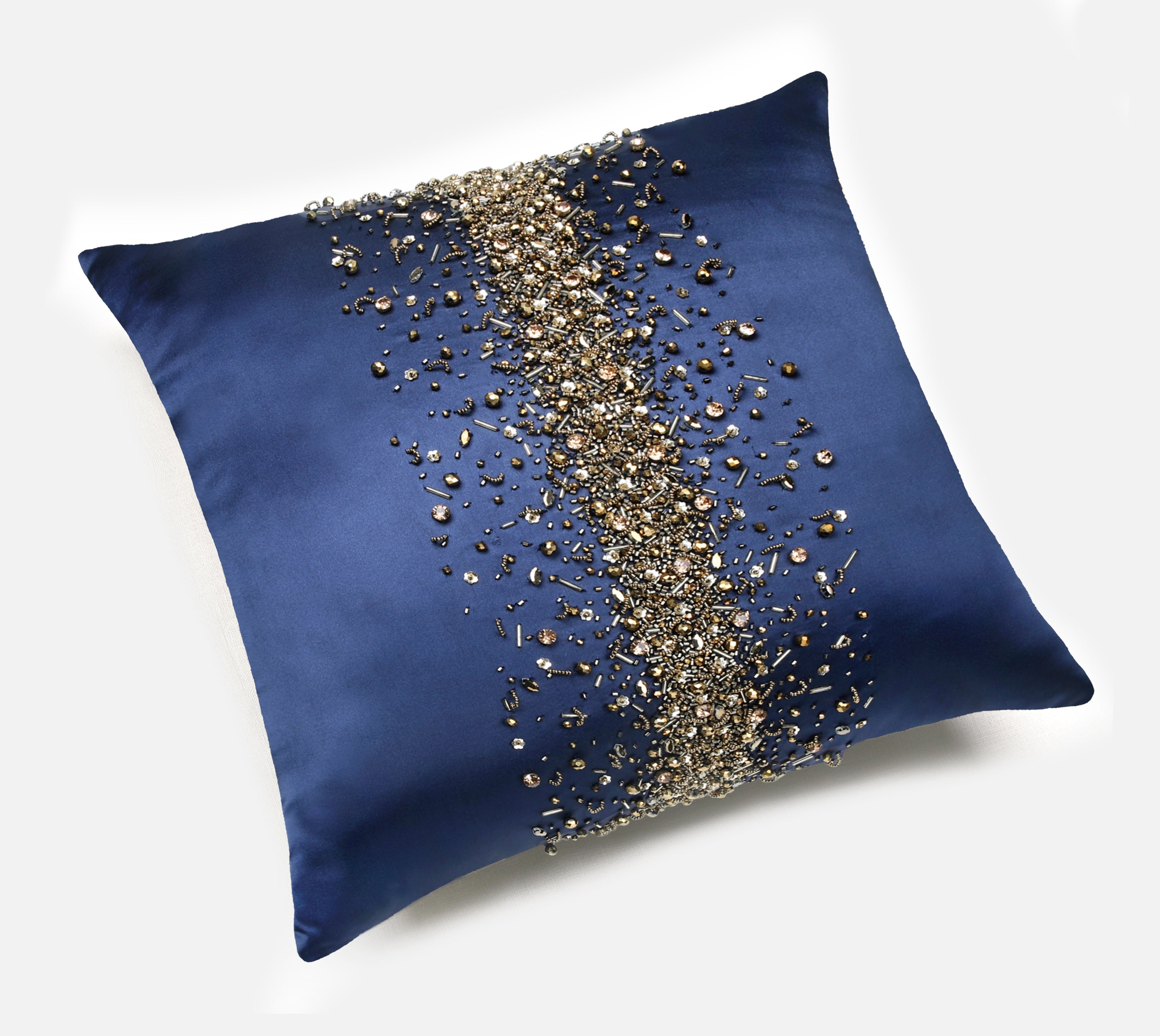 FLUTTER Navy Blue Beaded Cushion Cover