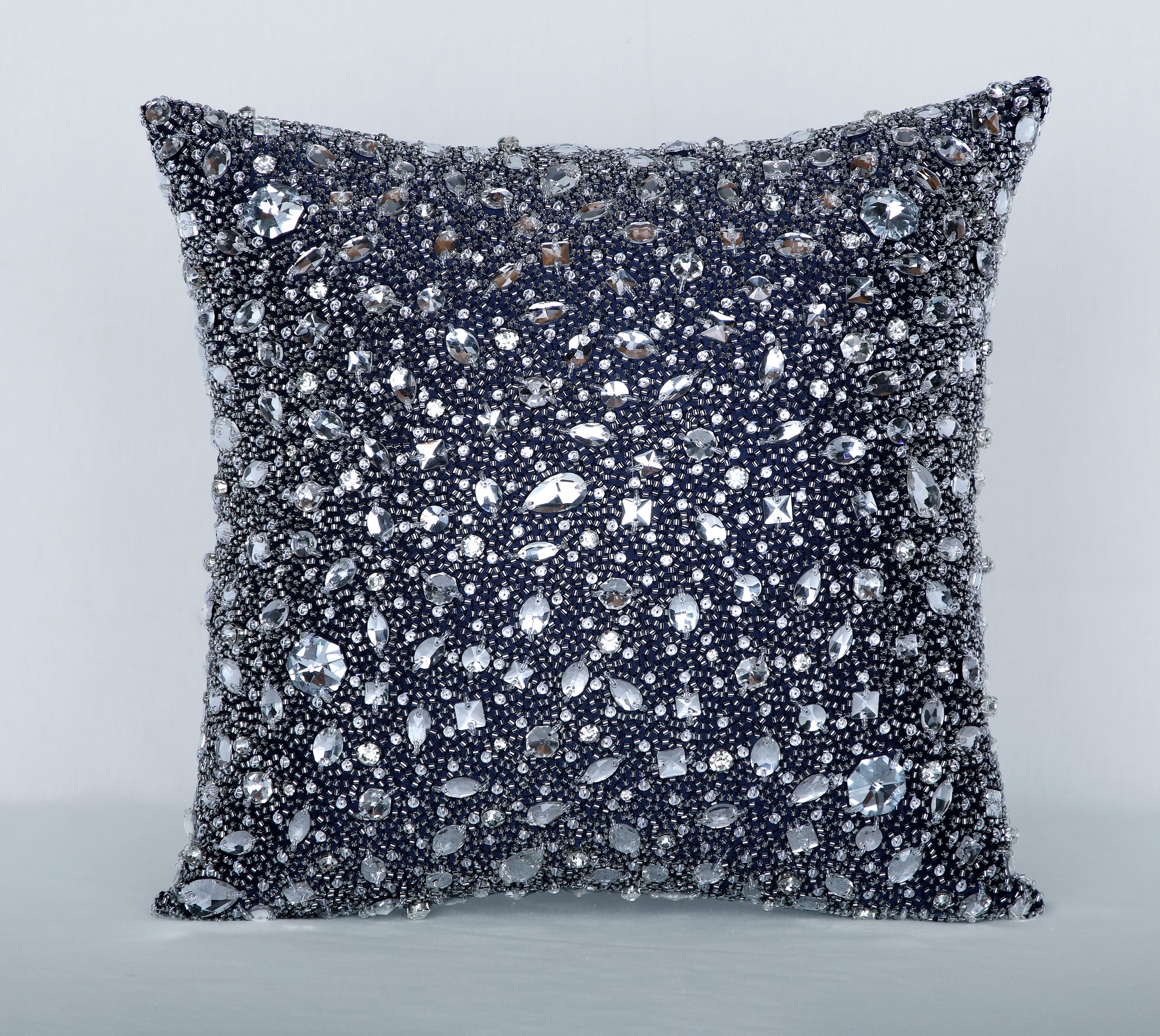 FORTUNE Navy Blue Bling Cushion Cover