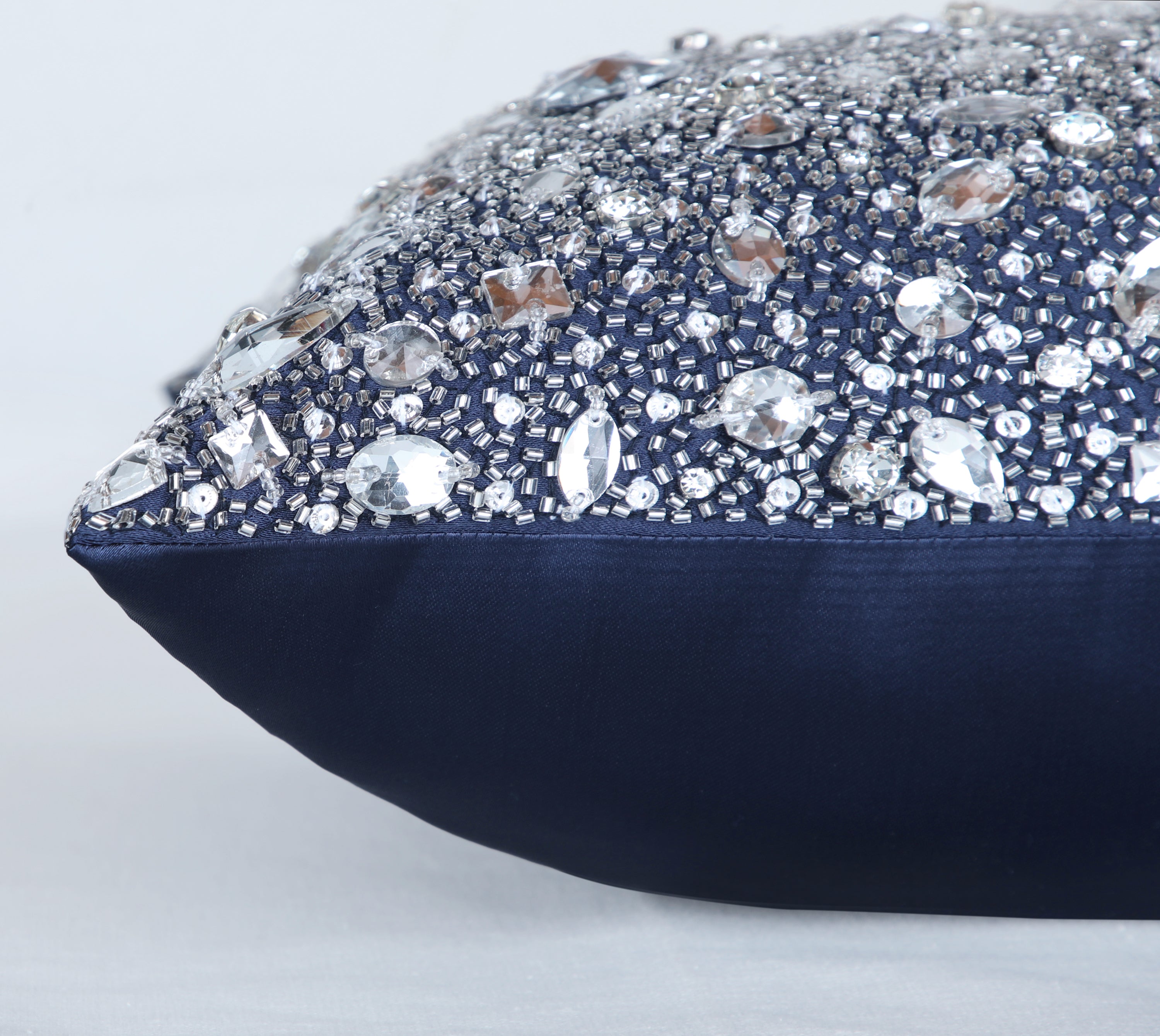FORTUNE Navy Blue Bling Cushion Cover