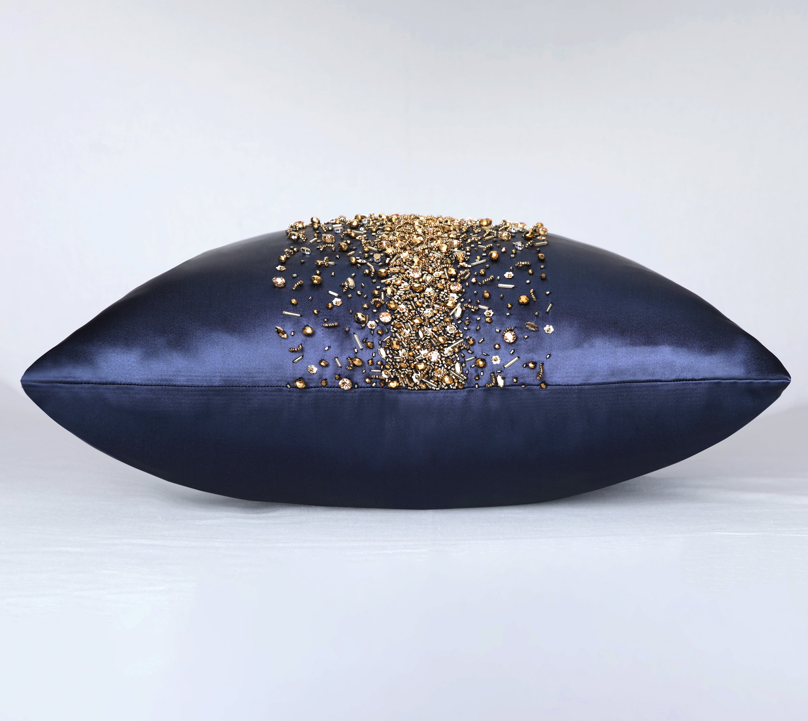 FLUTTER Navy Blue Beaded Cushion Cover