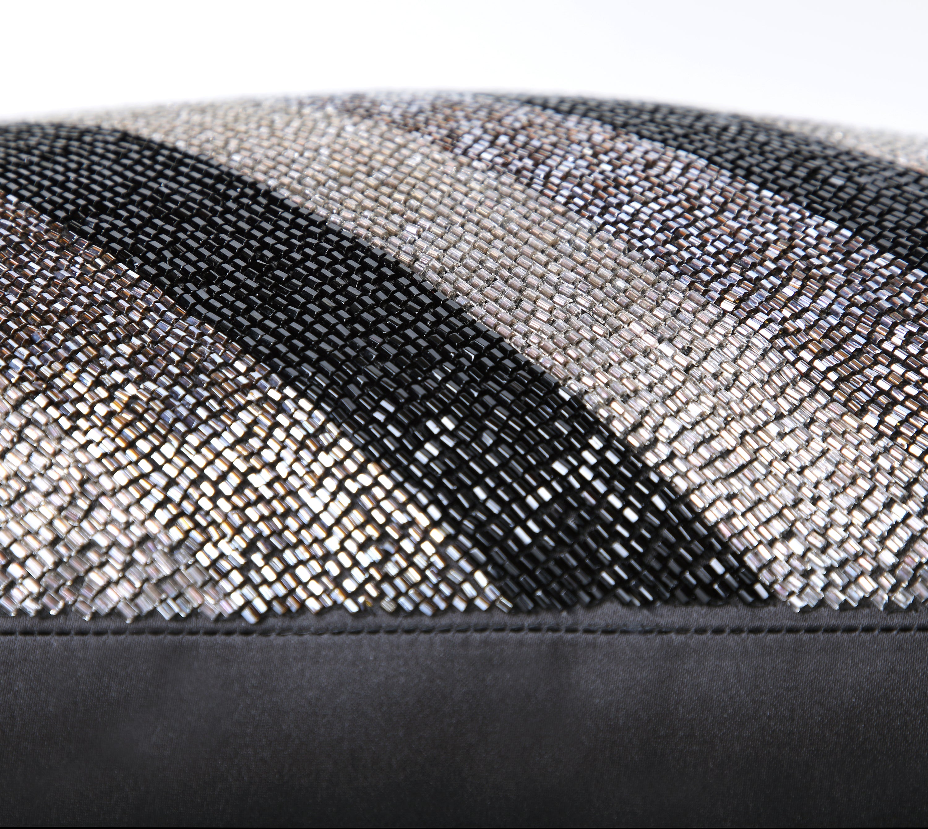GLAM Black Grey Beaded Cushion Cover