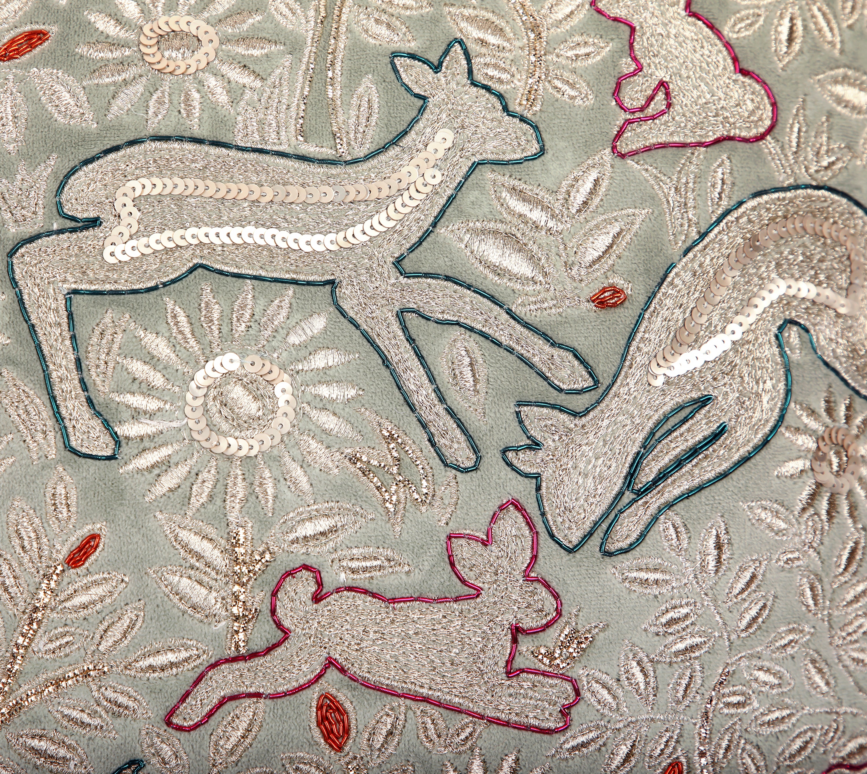 HERITAGE Sage Green Velvet Cushion Cover