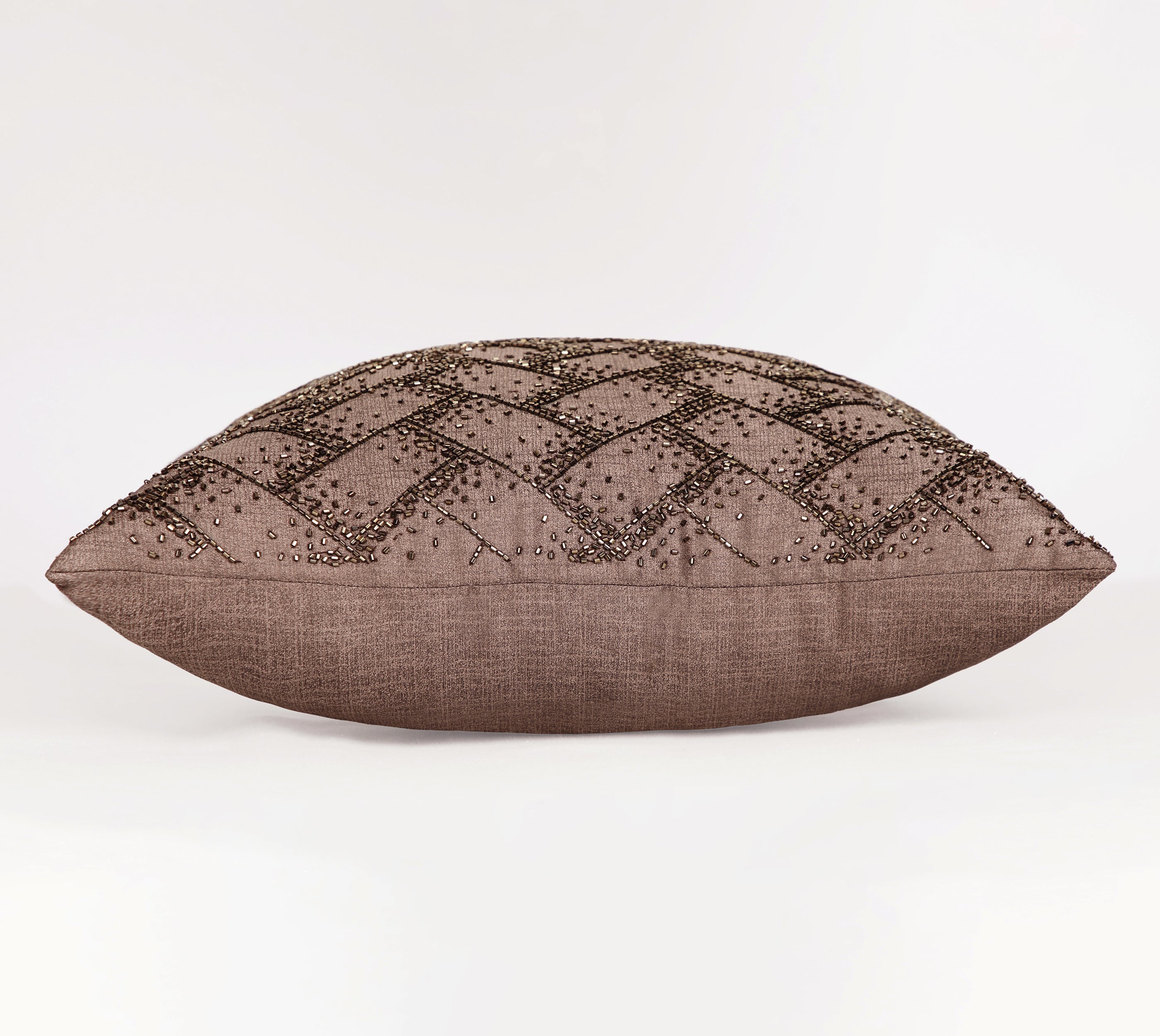 MIDAS Brown Beaded Cushion Cover