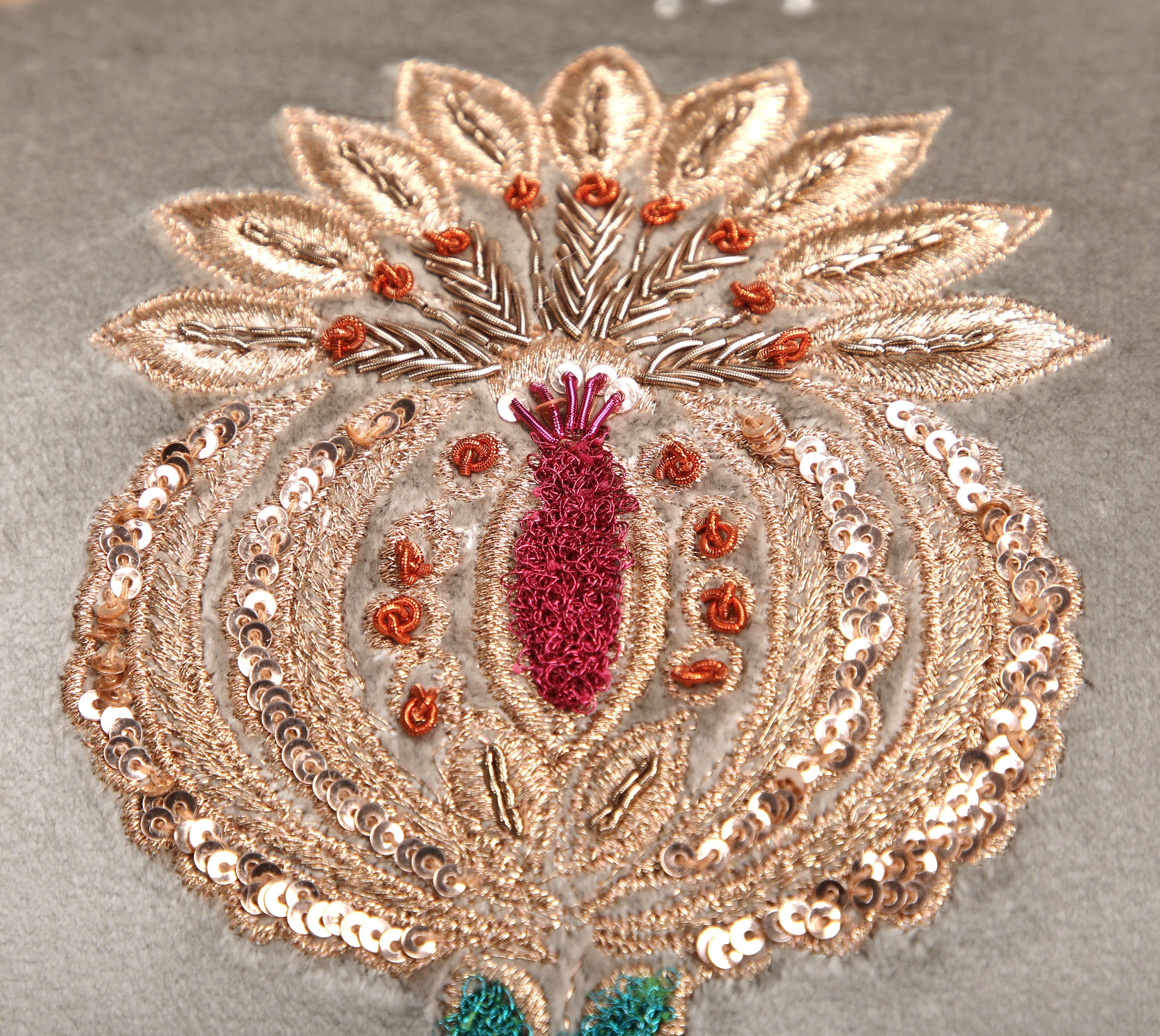 HERITAGE Grey Velvet Cushion Cover