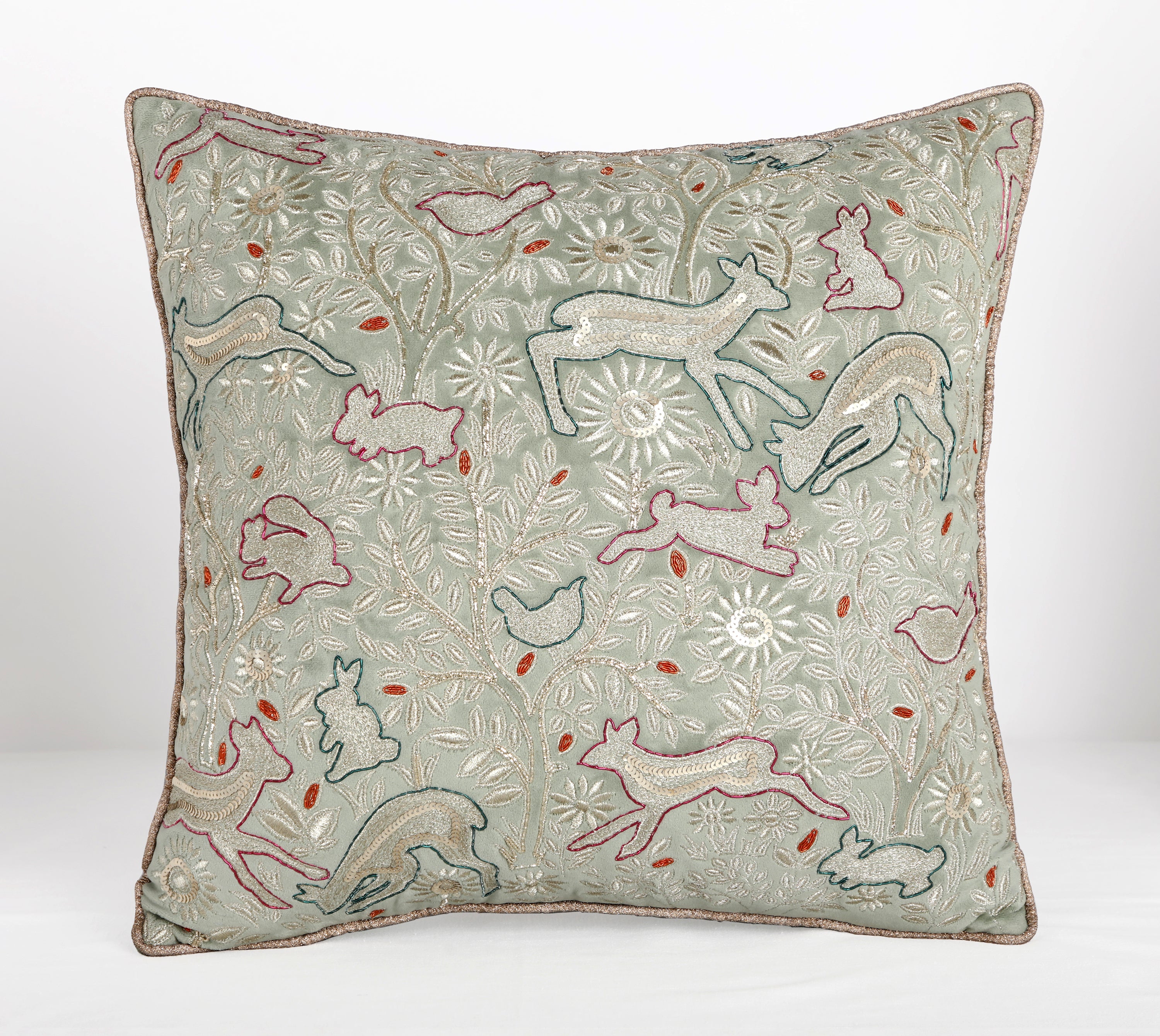HERITAGE Sage Green Velvet Cushion Cover