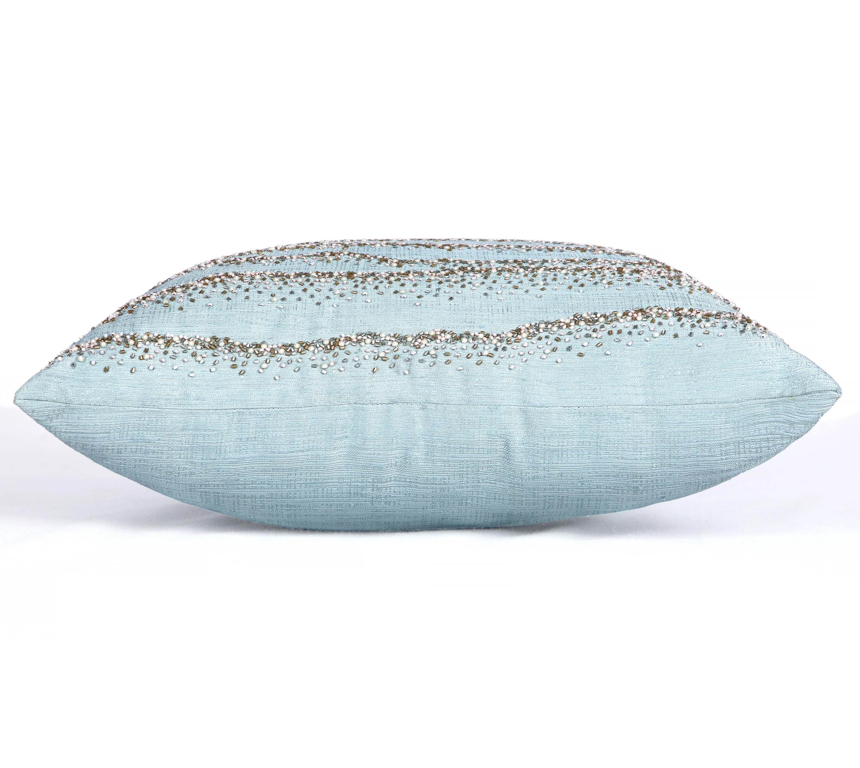 DELLA Light Blue Beaded Cushion Cover