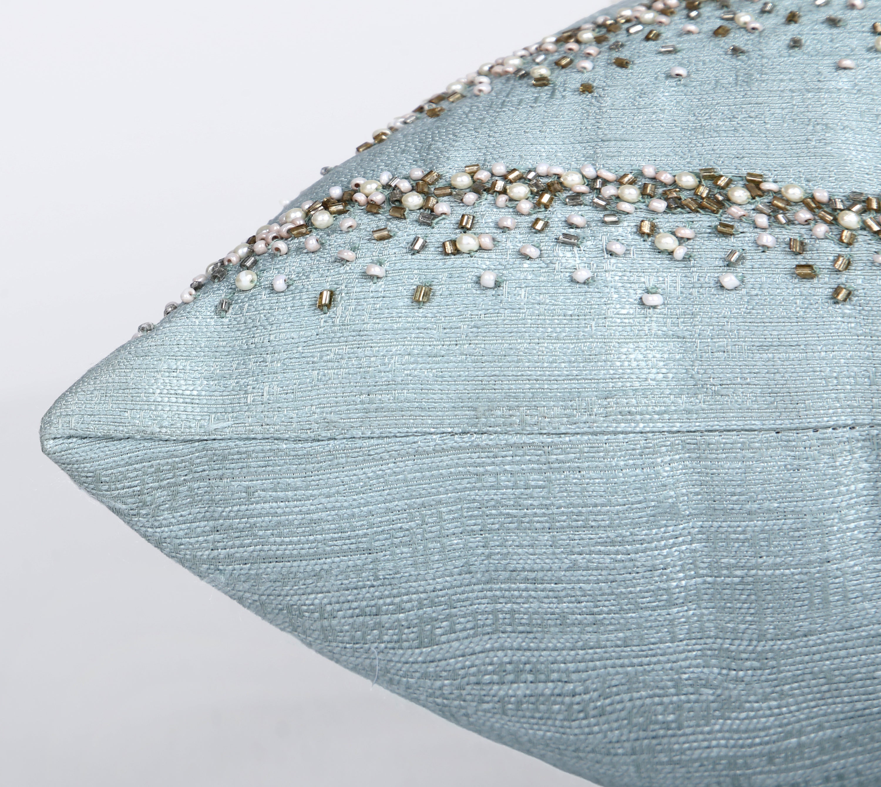 DELLA Light Blue Beaded Cushion Cover