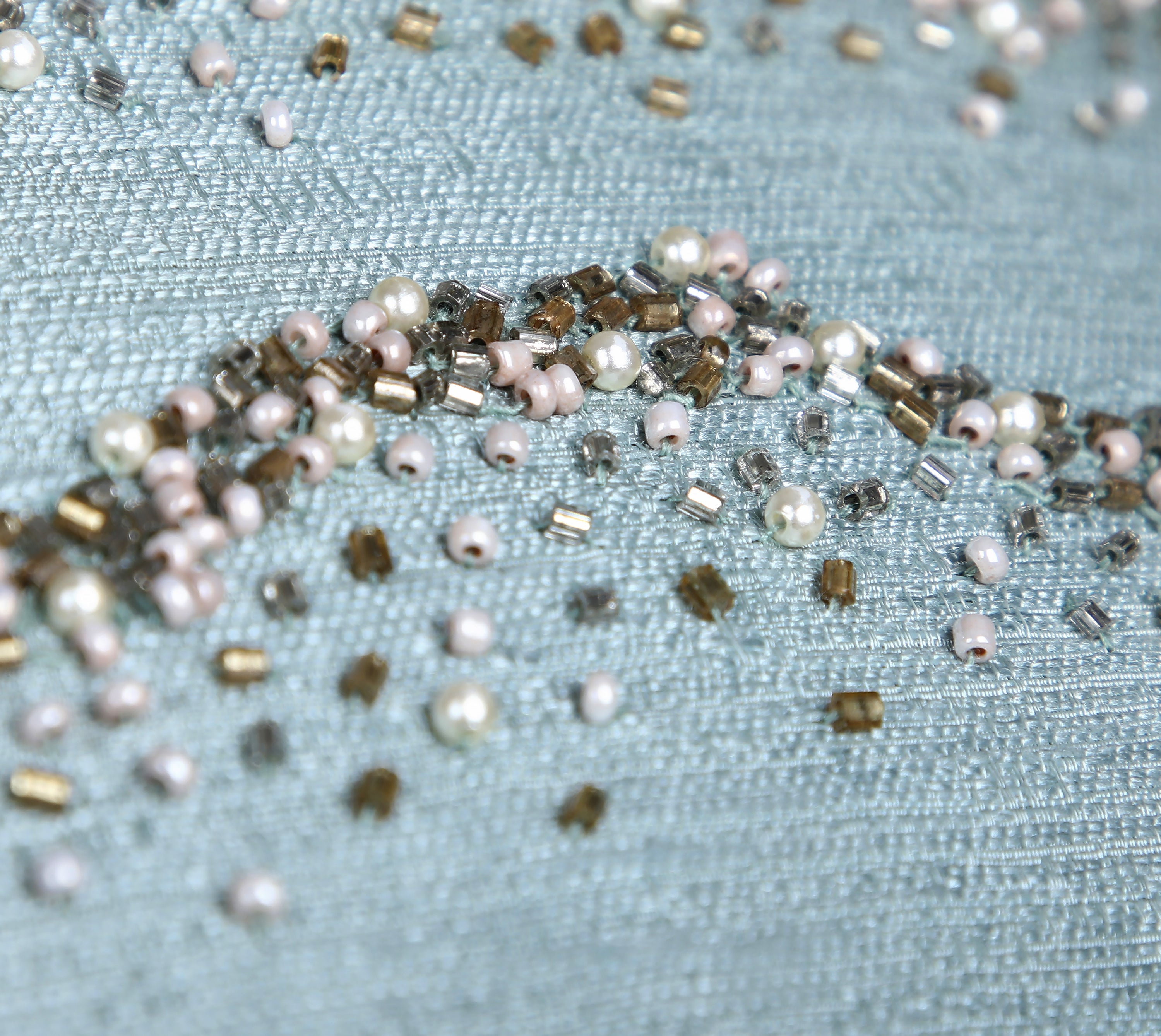 DELLA Light Blue Beaded Cushion Cover