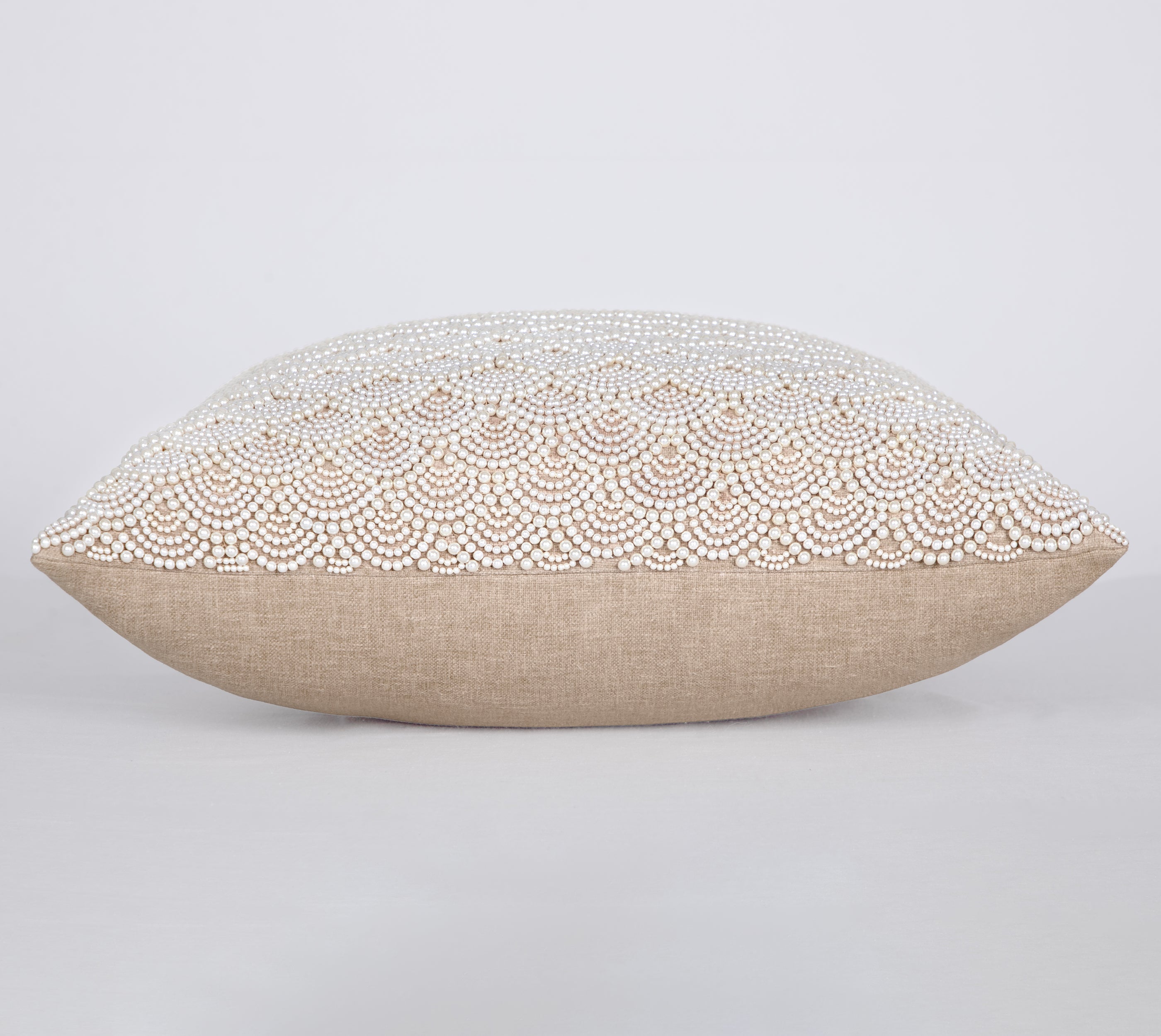 CAPIZ Light Brown and Off-white Pearl Cushion Cover