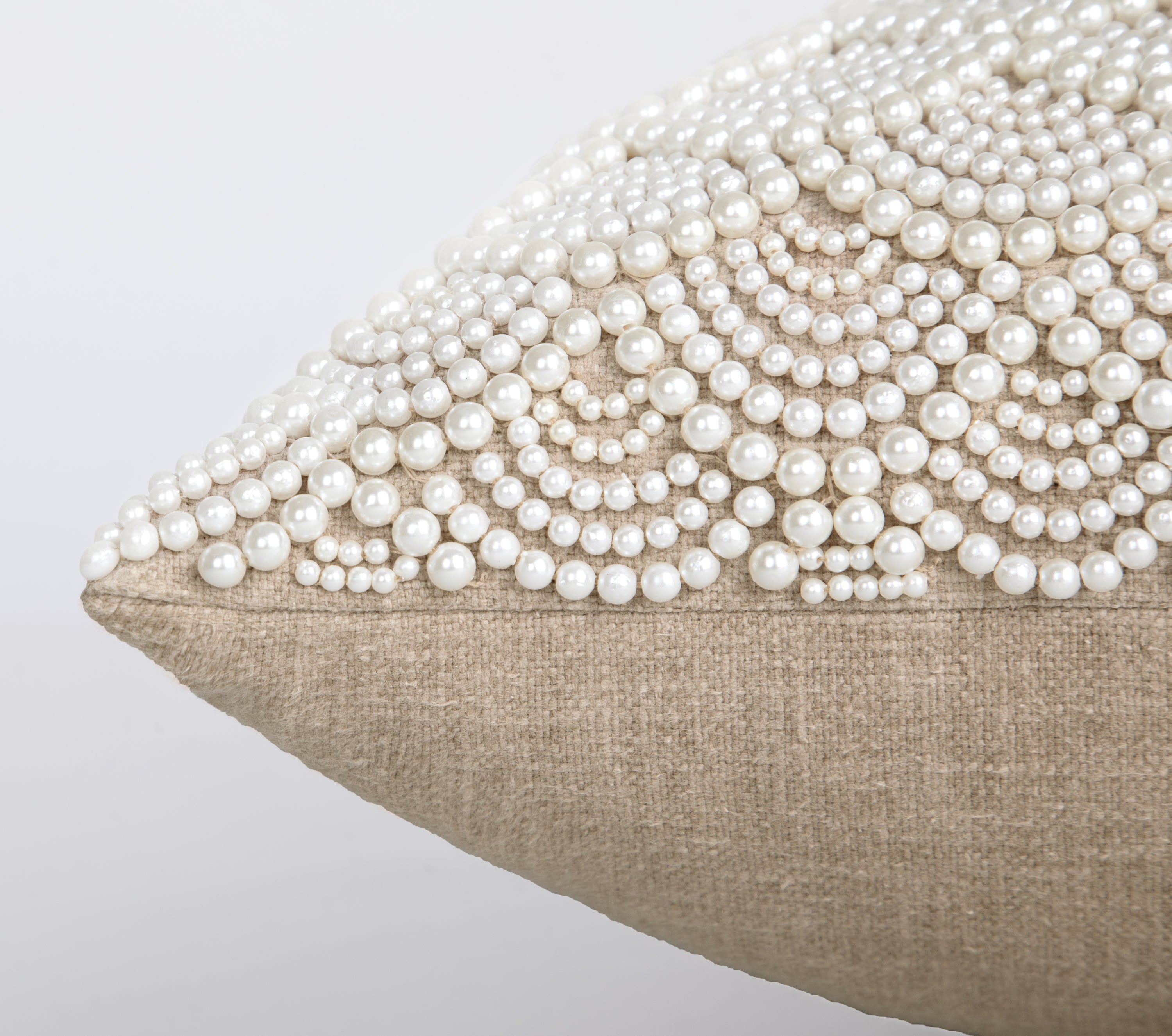 CAPIZ Light Brown and Off-white Pearl Cushion Cover