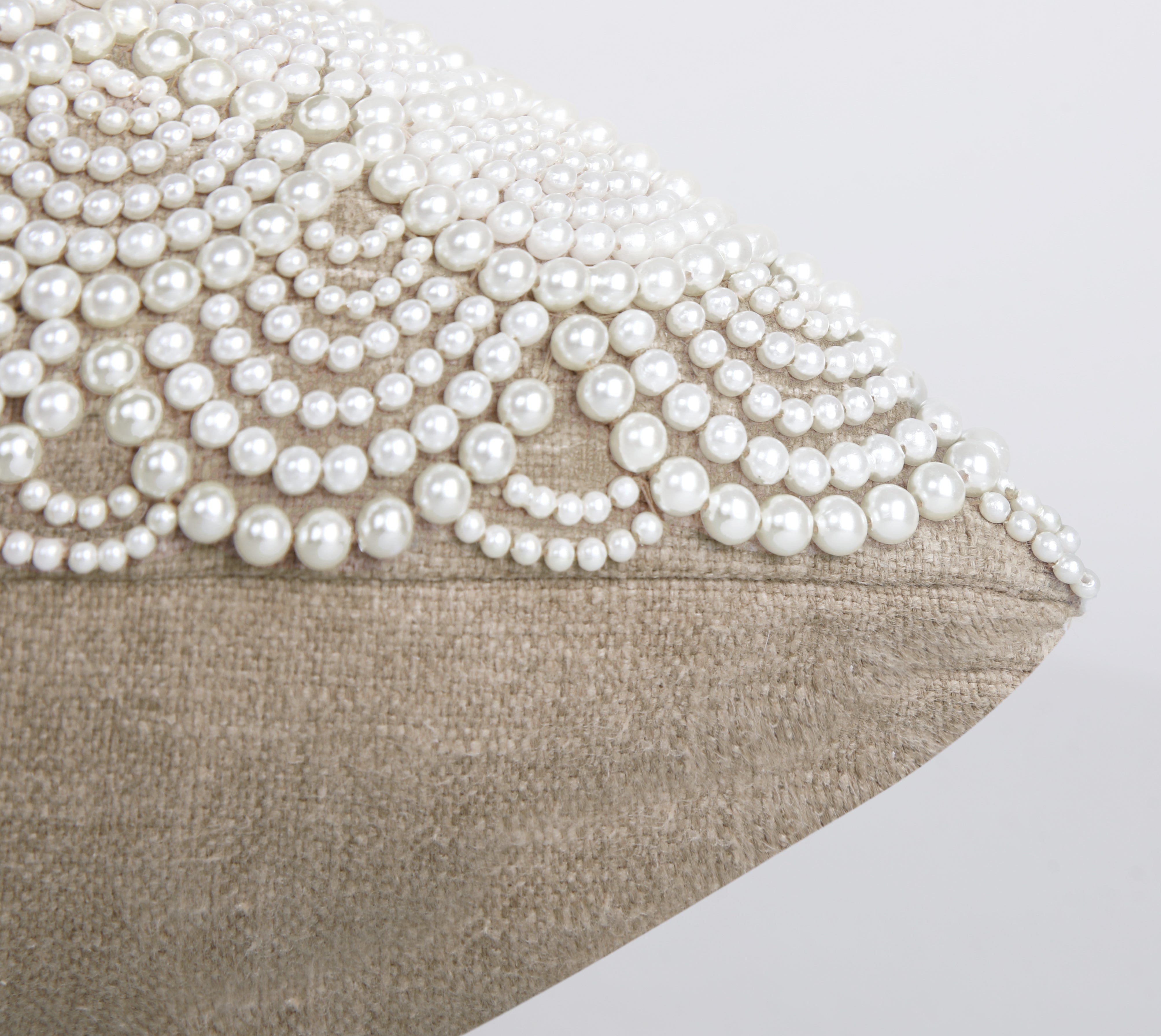 CAPIZ Light Brown and Off-white Pearl Cushion Cover