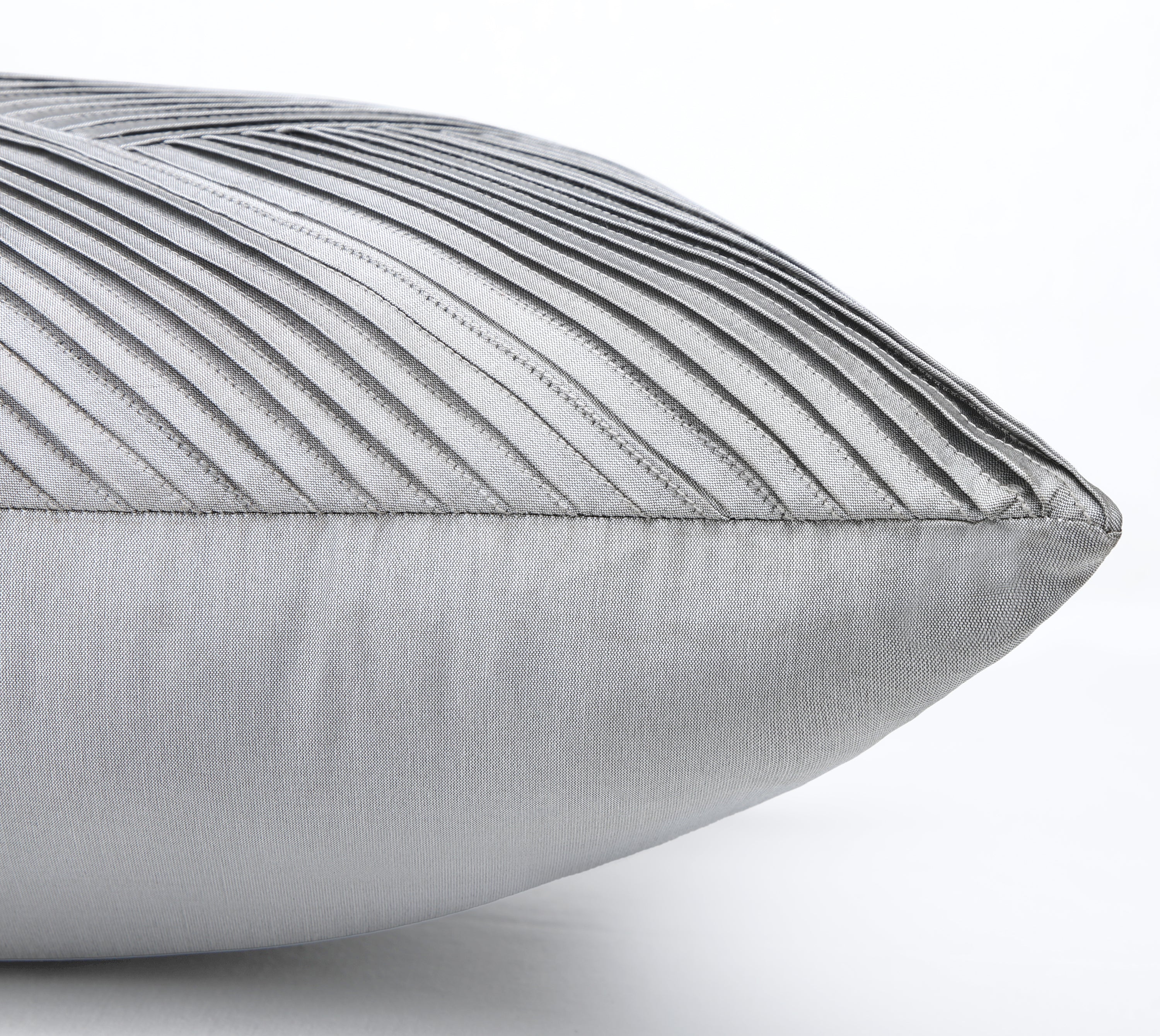 MELANGE Silver Grey Pleated Cushion Cover