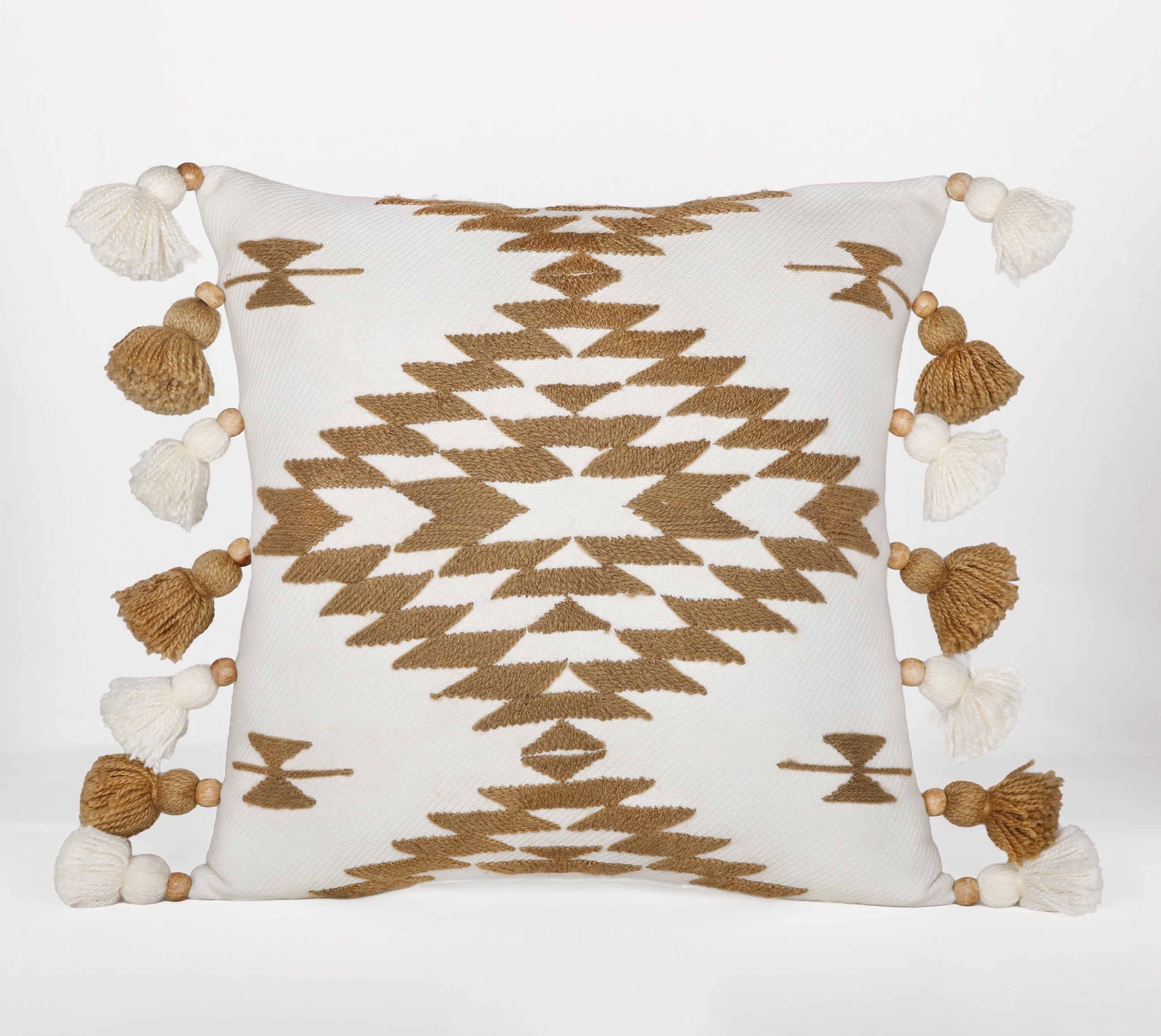 NAVAJO Off white Gold Cotton Cushion Cover