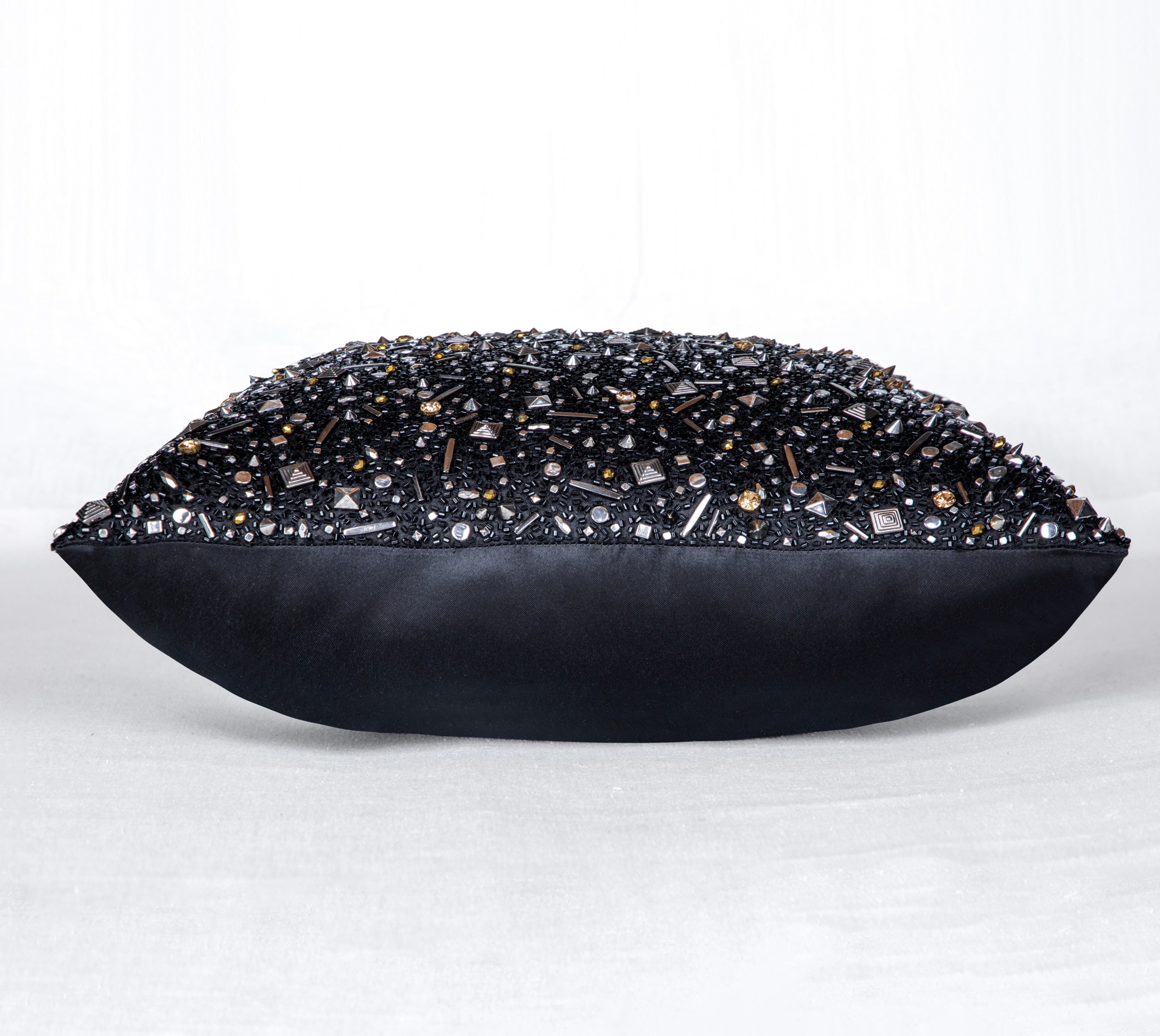 FORTUNE Black Bling Satin Cushion Cover