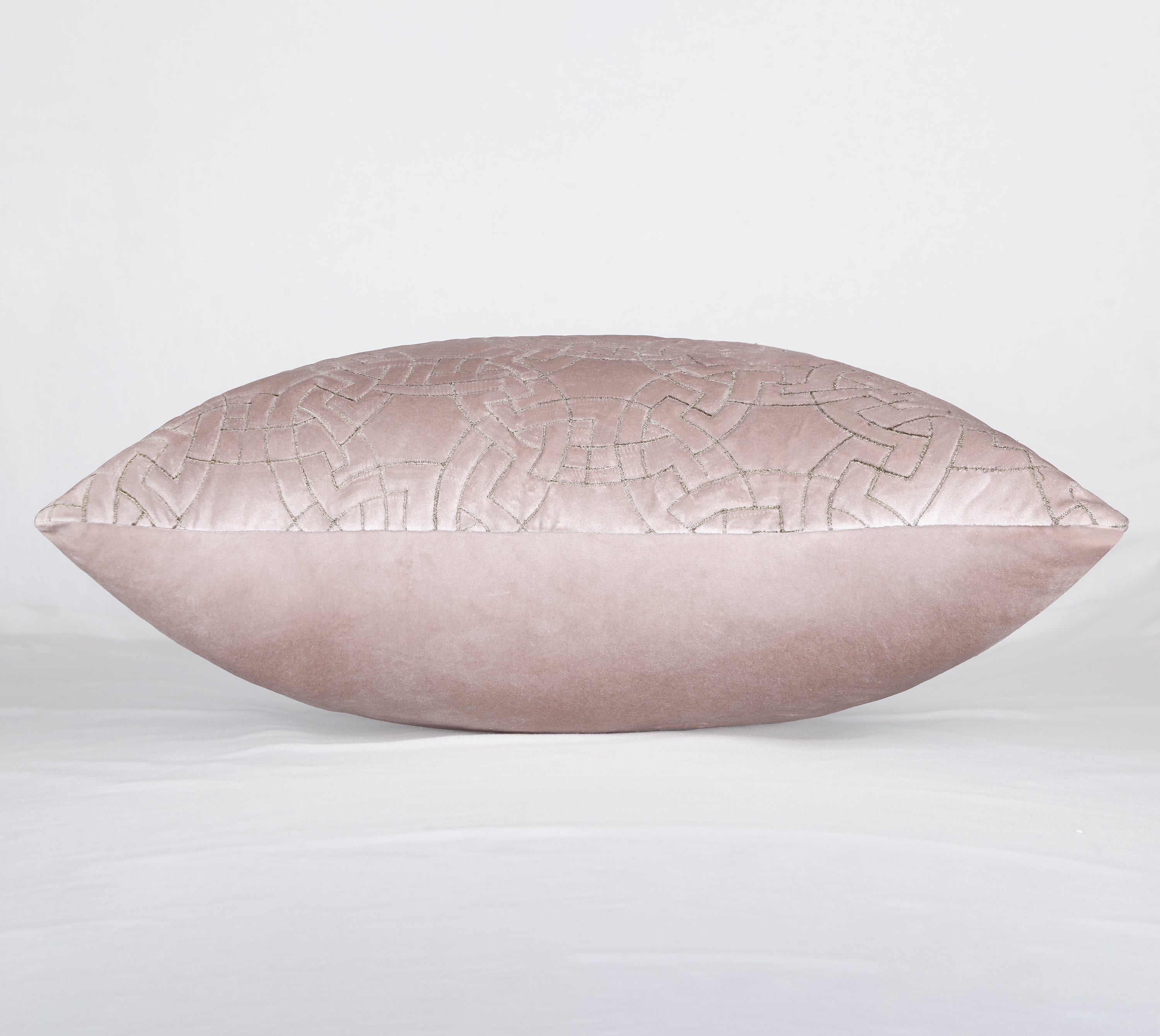 OPHELIA Pink Velvet Quilted Cushion Cover