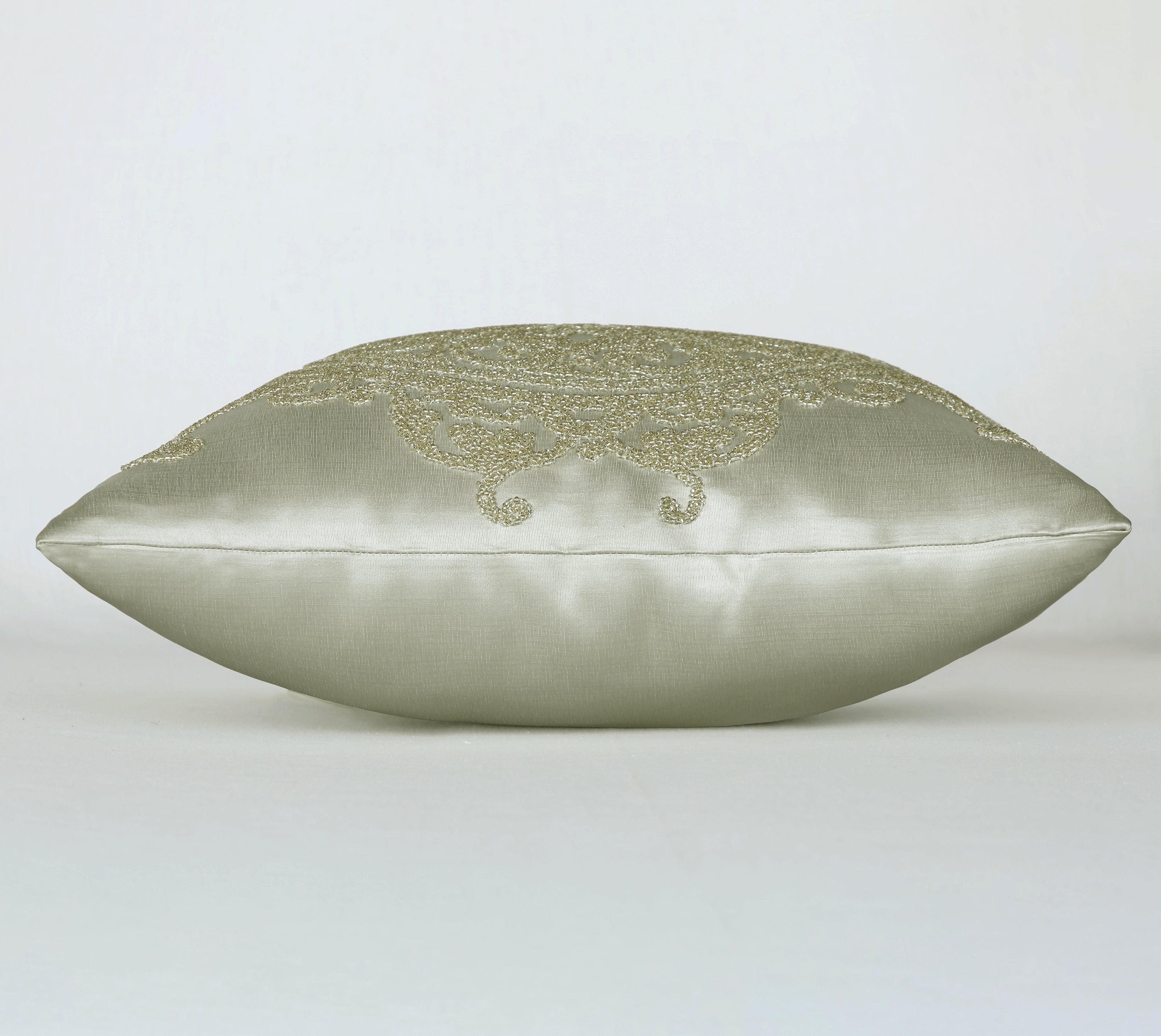 PATINA Light Green Gold Beaded Cushion Cover