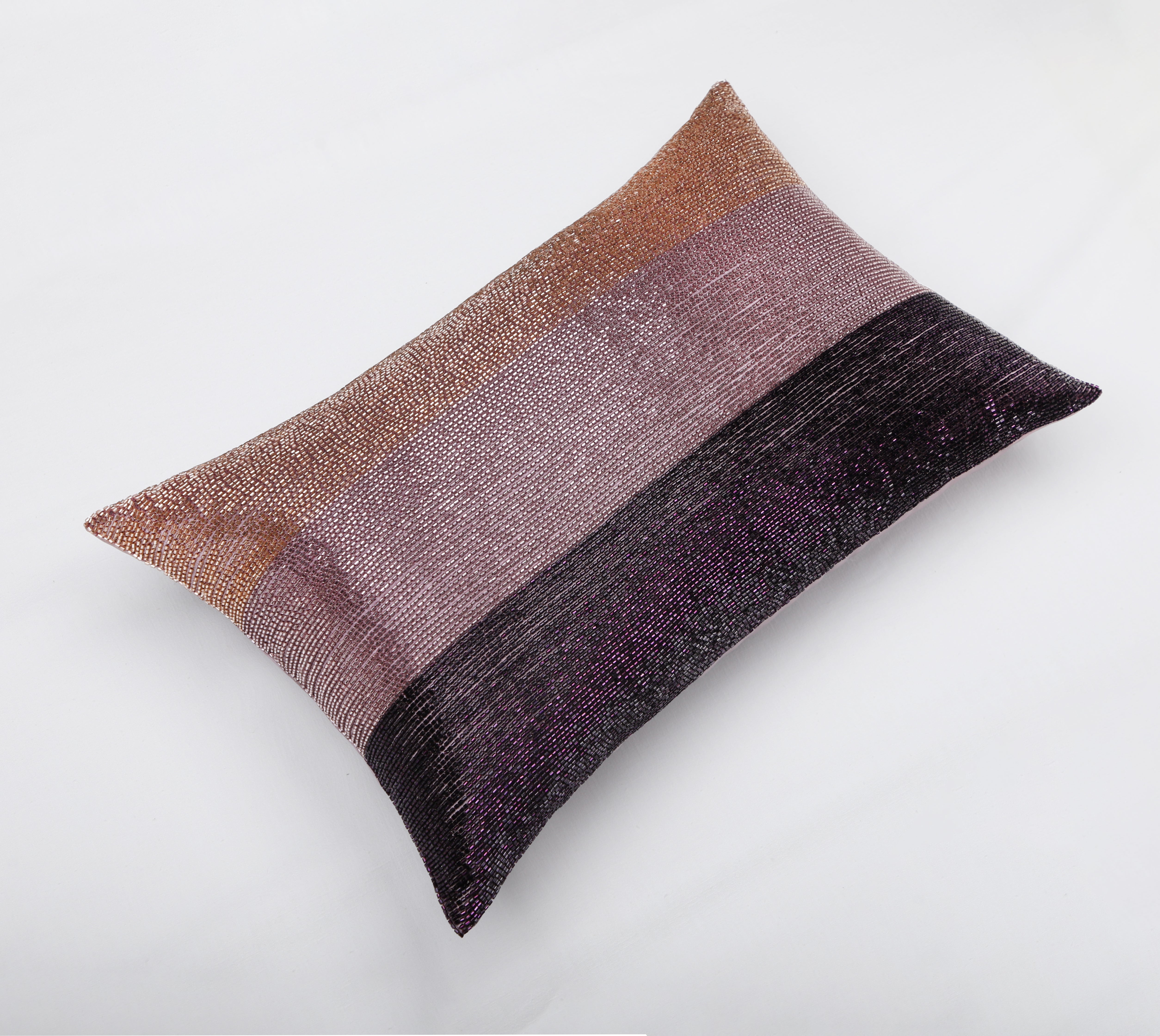 DAZZLE Purple Beaded Cushion Cover