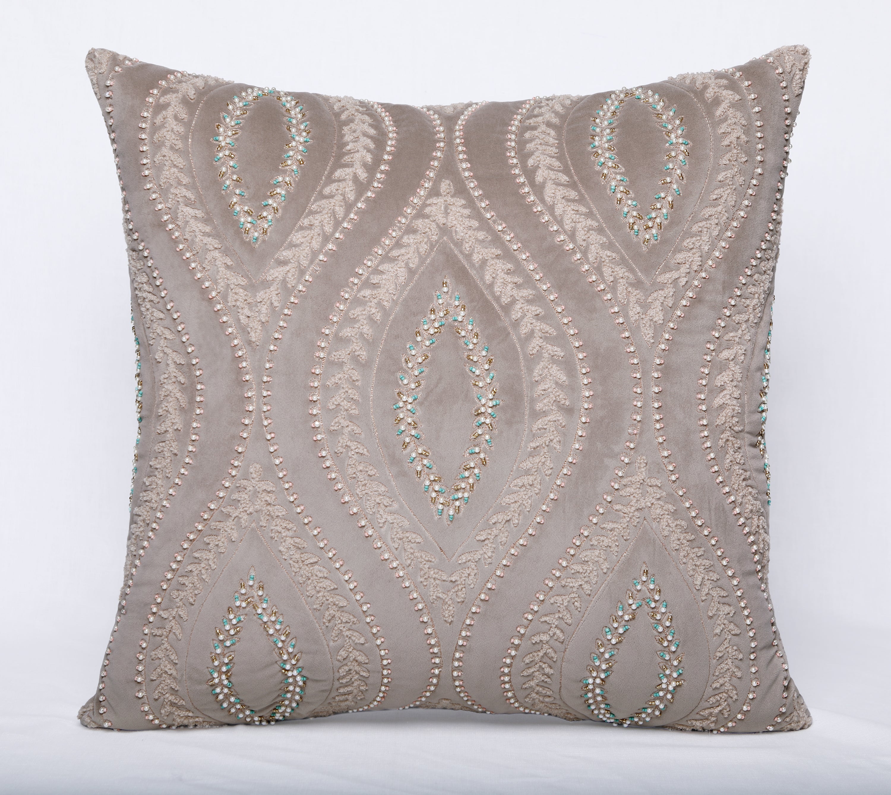 OPHELIA Beige Velvet Cushion Cover