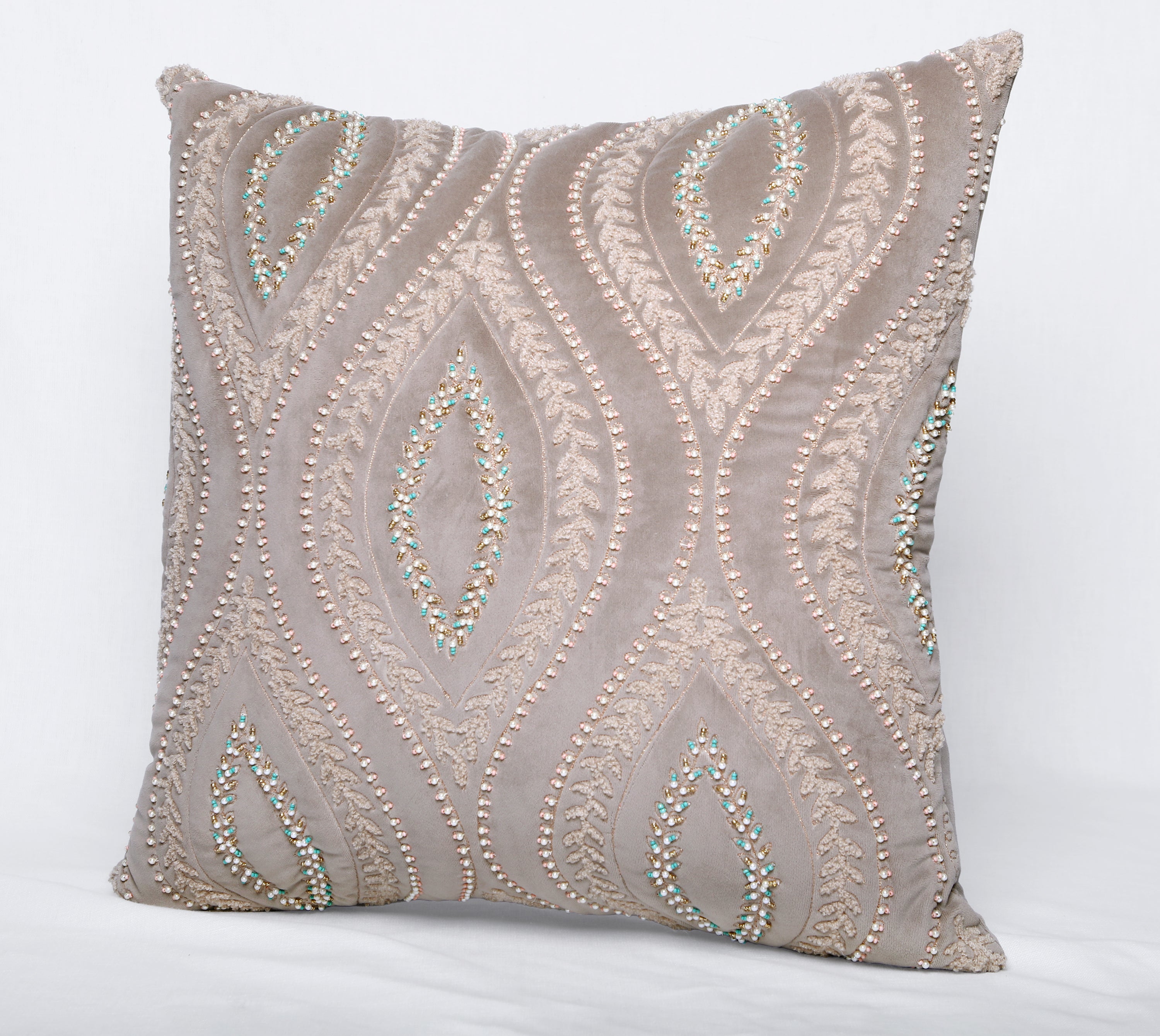 OPHELIA Beige Velvet Cushion Cover