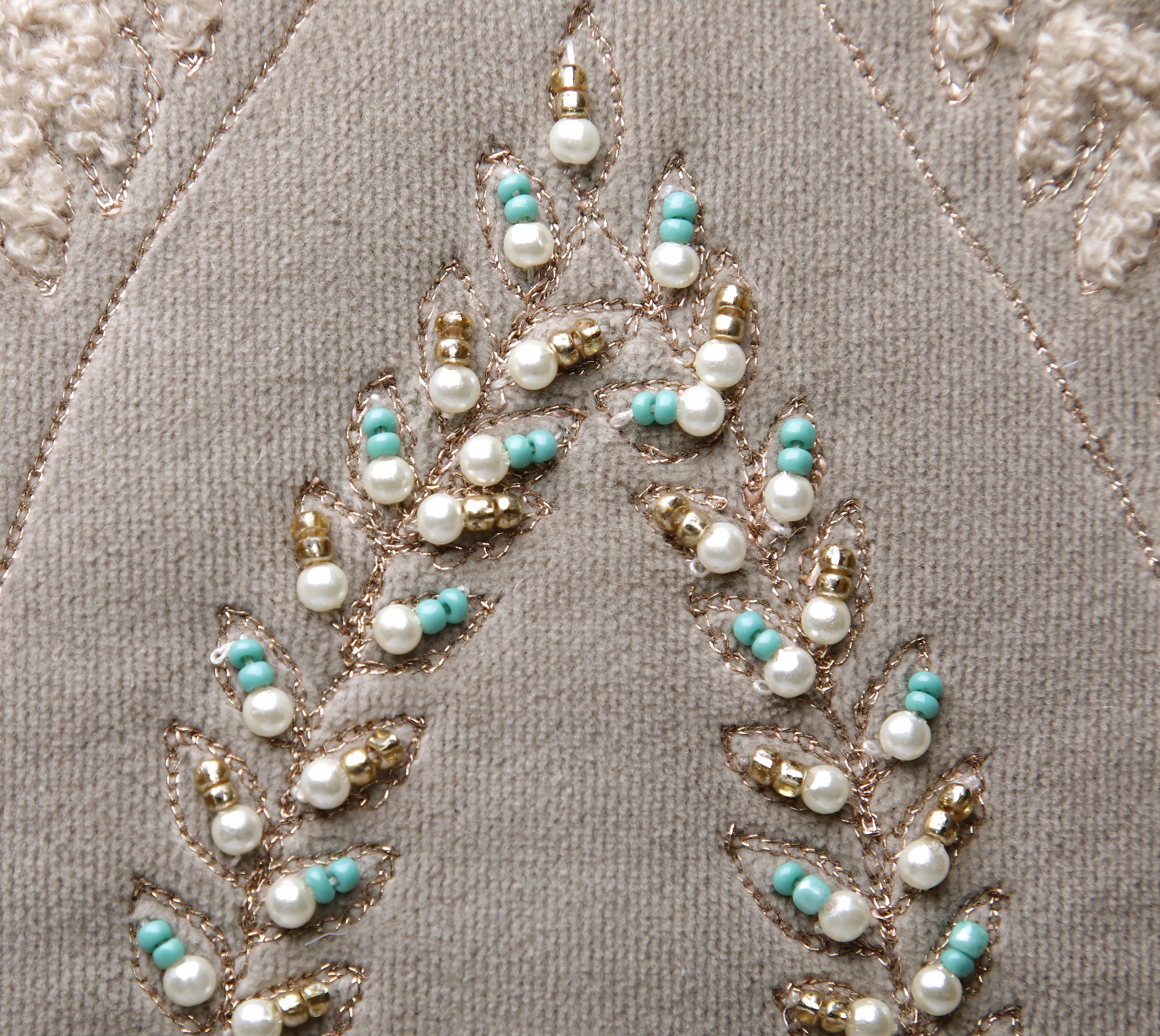 OPHELIA Beige Velvet Cushion Cover