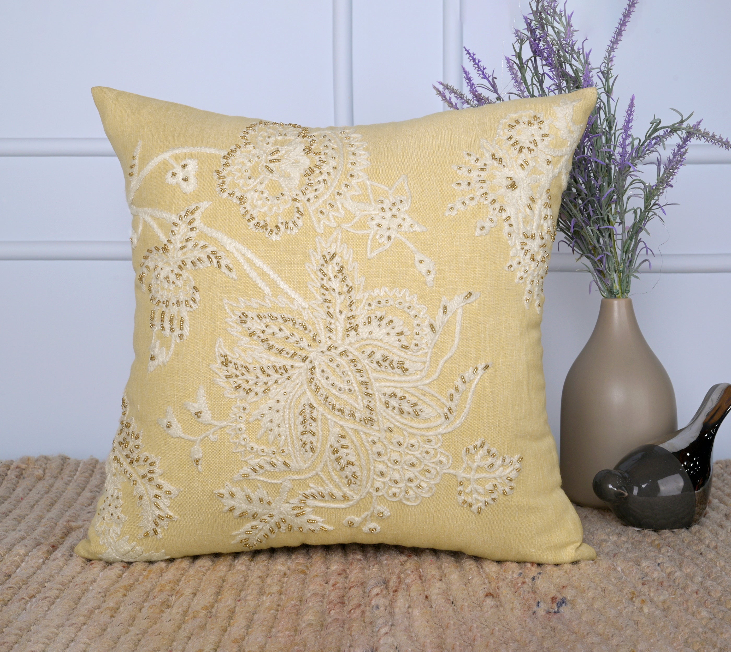 ISABELLA Yellow Linen Cushion Cover
