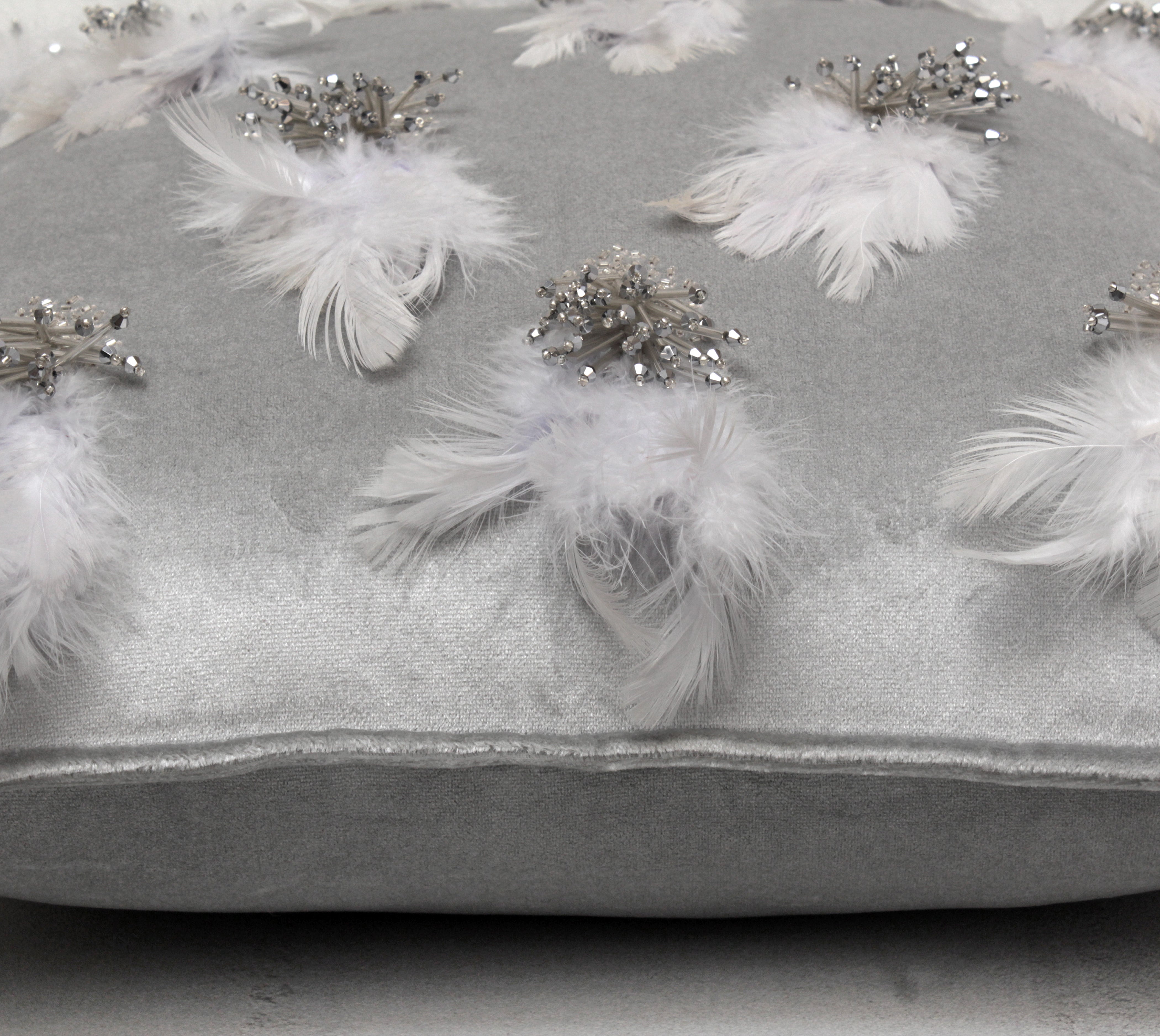 XENIA Silver Velvet Cushion Cover