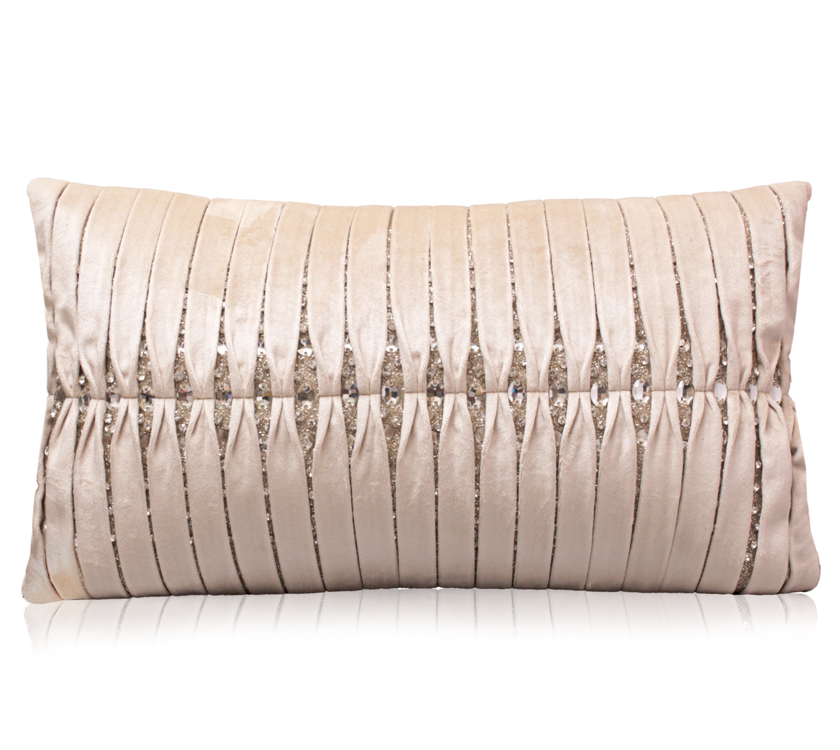 MIA Ecru Velvet Pleated Cushion Cover
