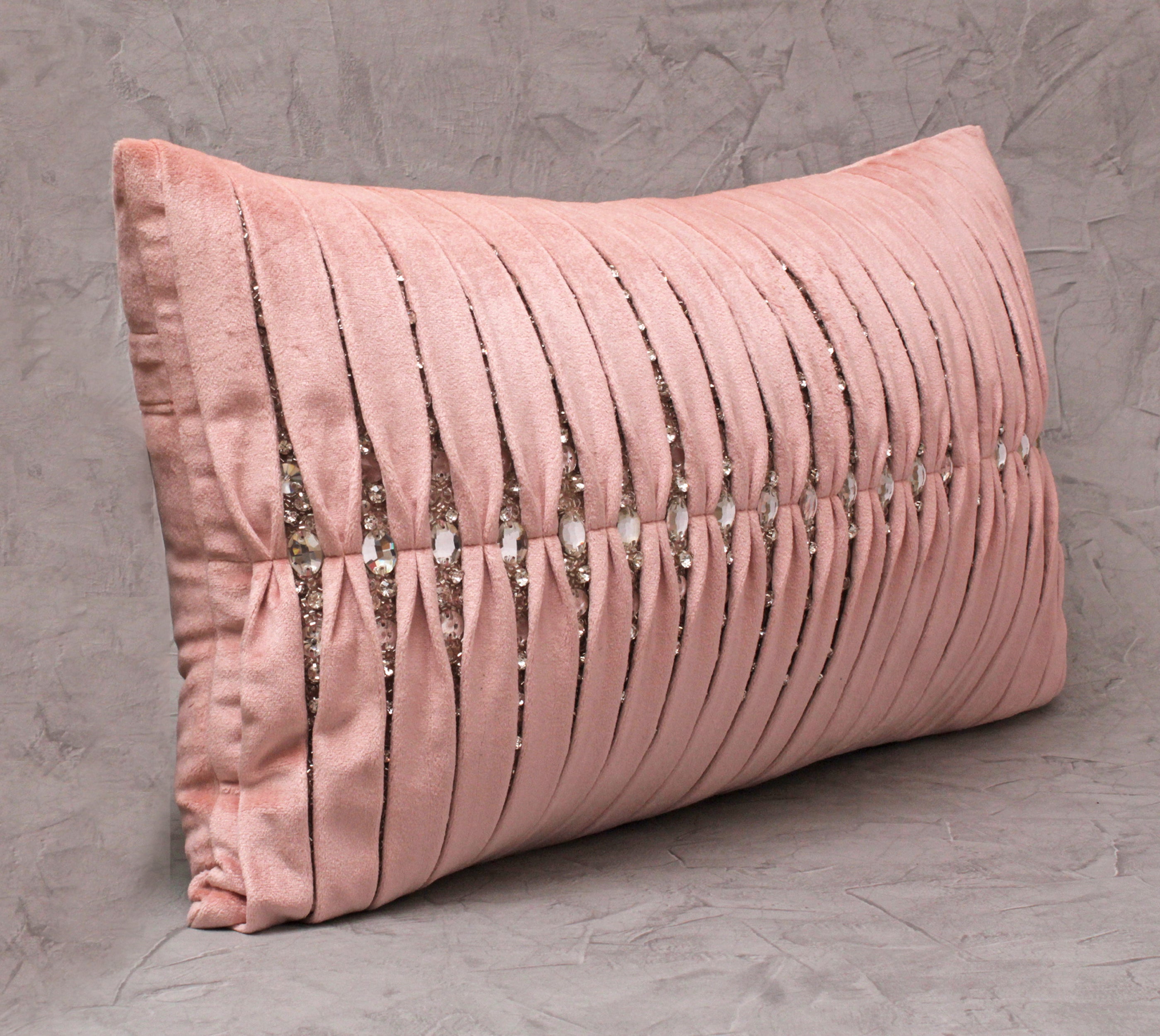 MIA Pink Velvet Pleated Cushion Cover