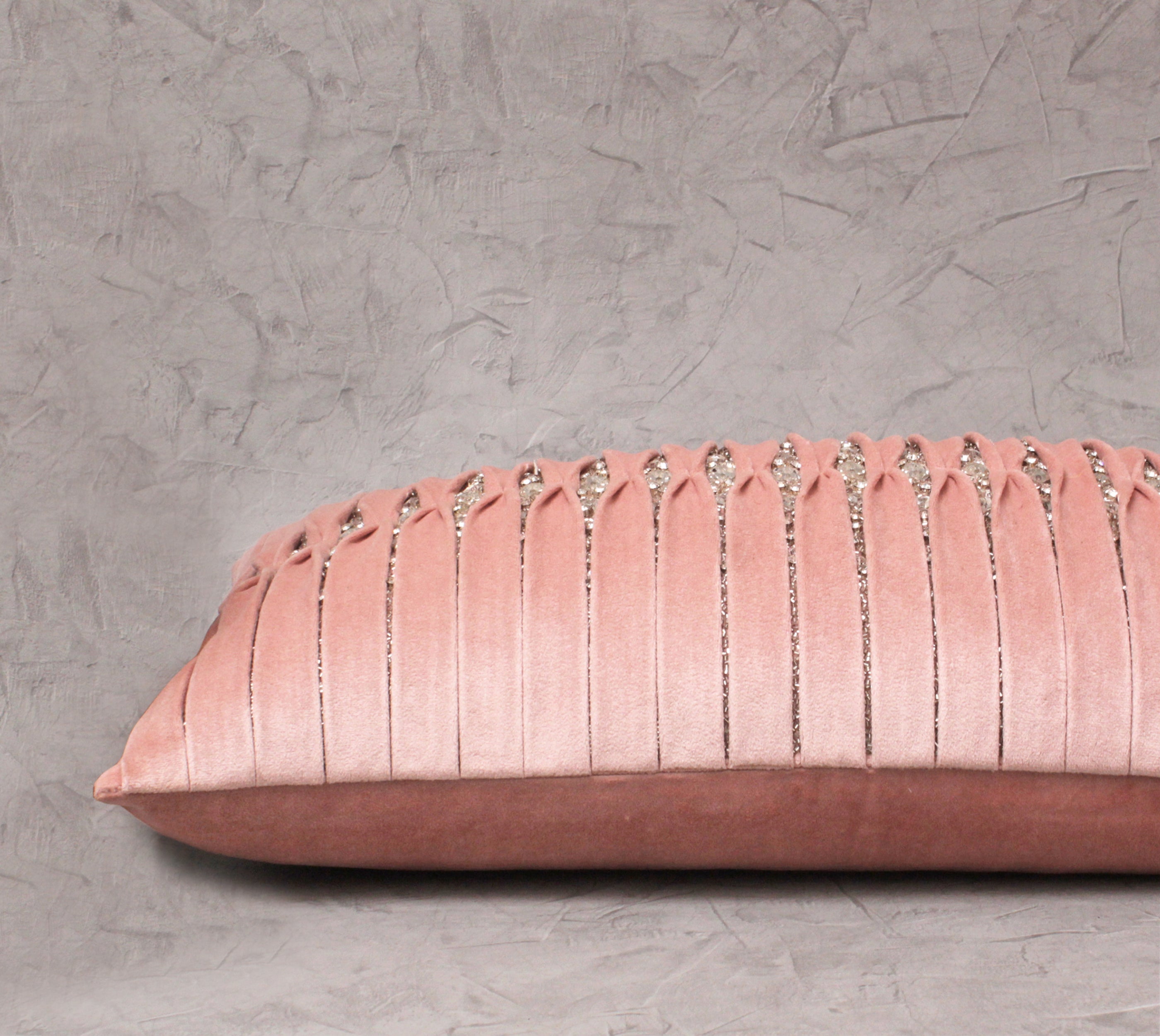 MIA Pink Velvet Pleated Cushion Cover