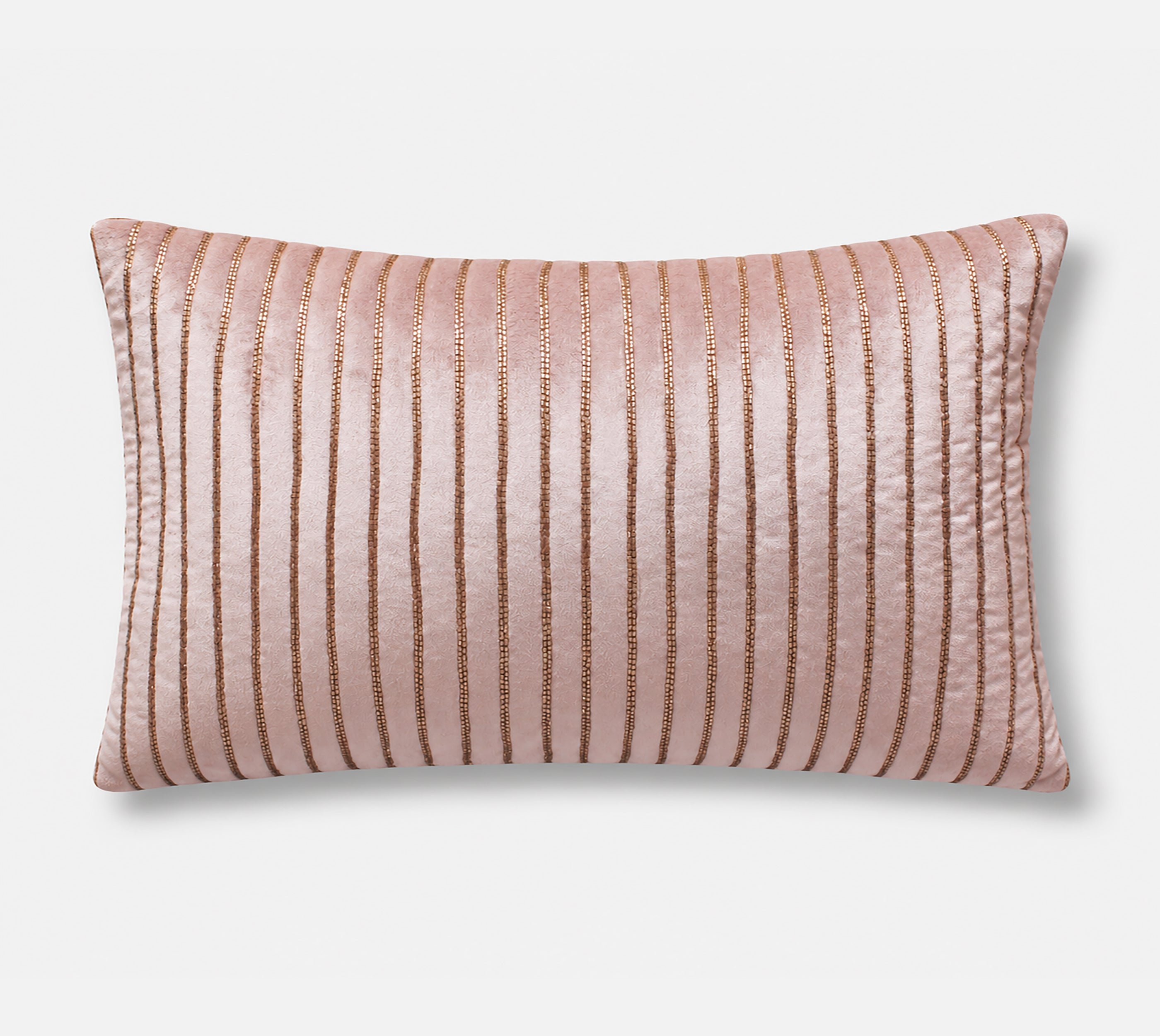 Dusty Pink Velvet Pillow Cover, Gold Beaded Quilted Cushion Cover, Luxury Glamorous Accent Pillow, Modern Lumbar Pillow Cover