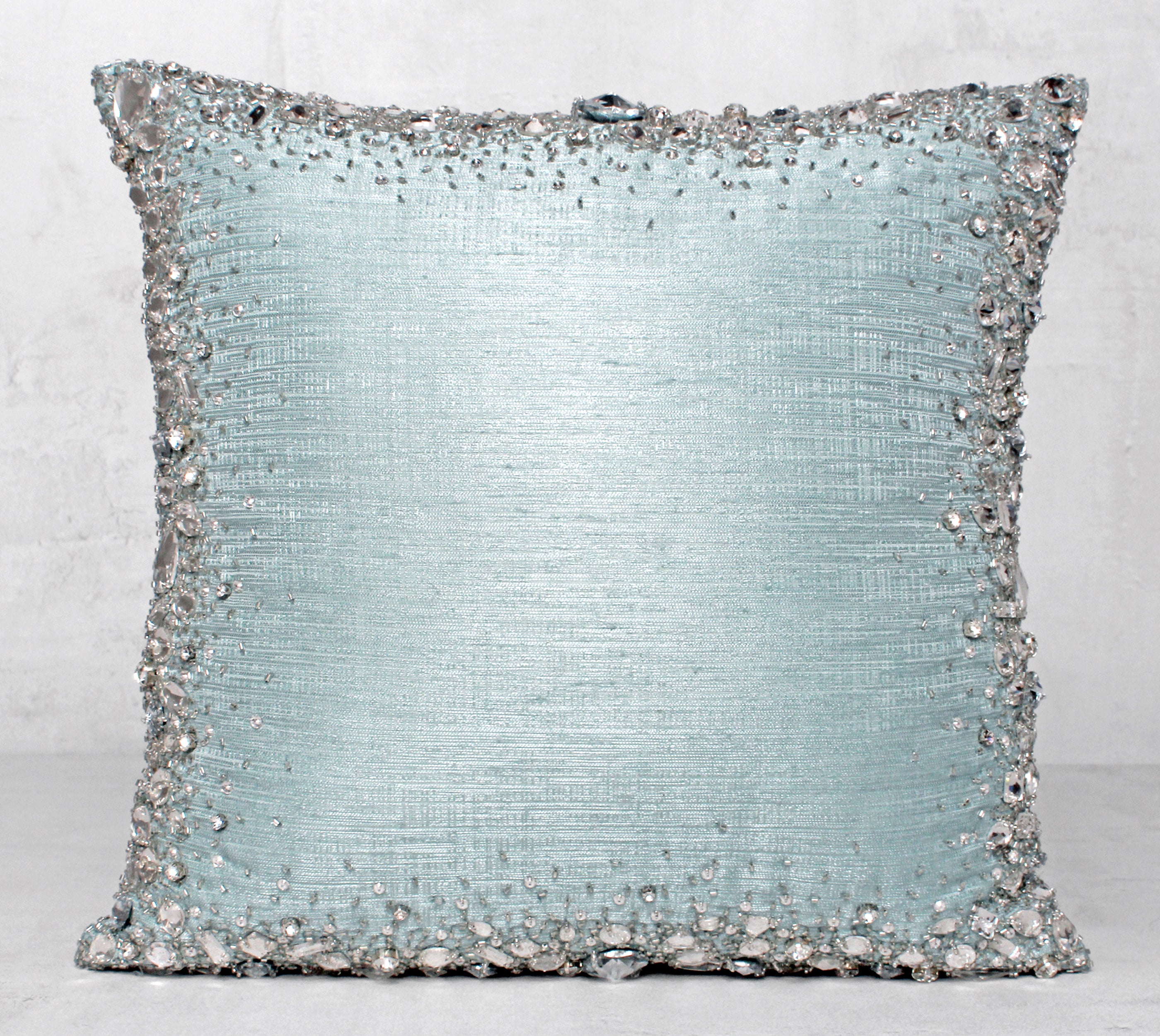 LUMIERE Light Teal Bling Cushion Cover