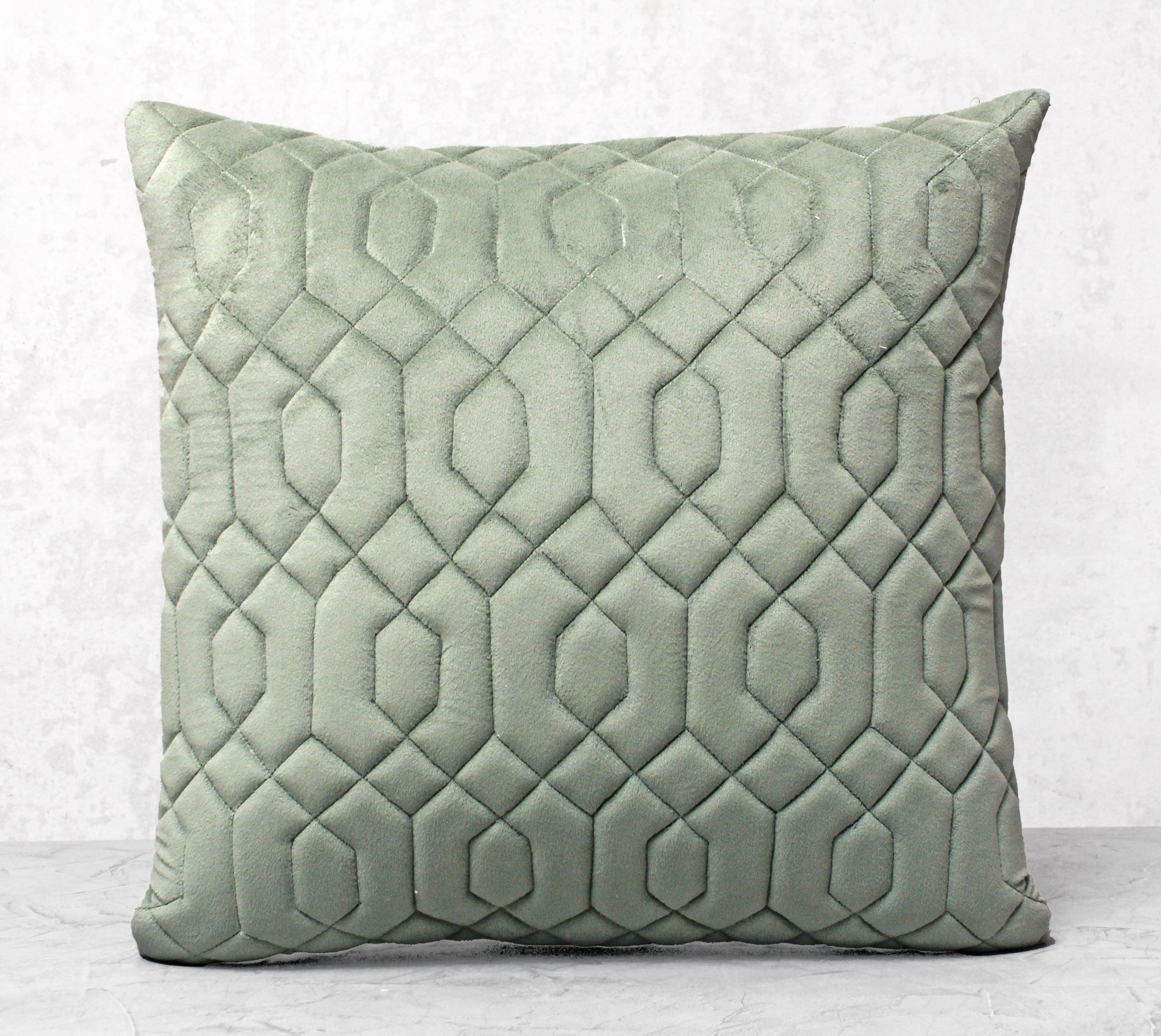 JASPER Sage Green Quilted Velvet Cushion Cover1
