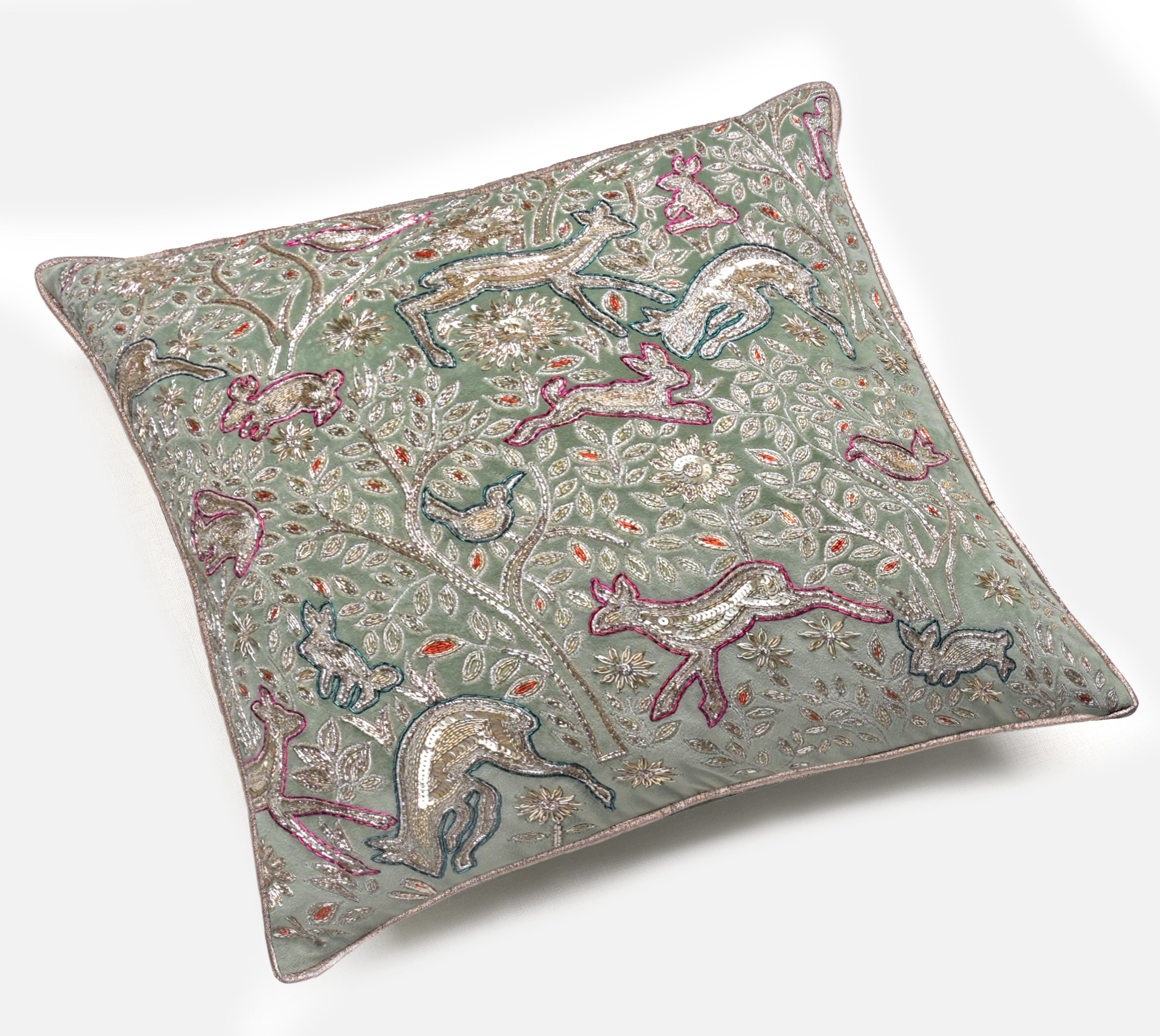 HERITAGE Sage Green Velvet Cushion Cover