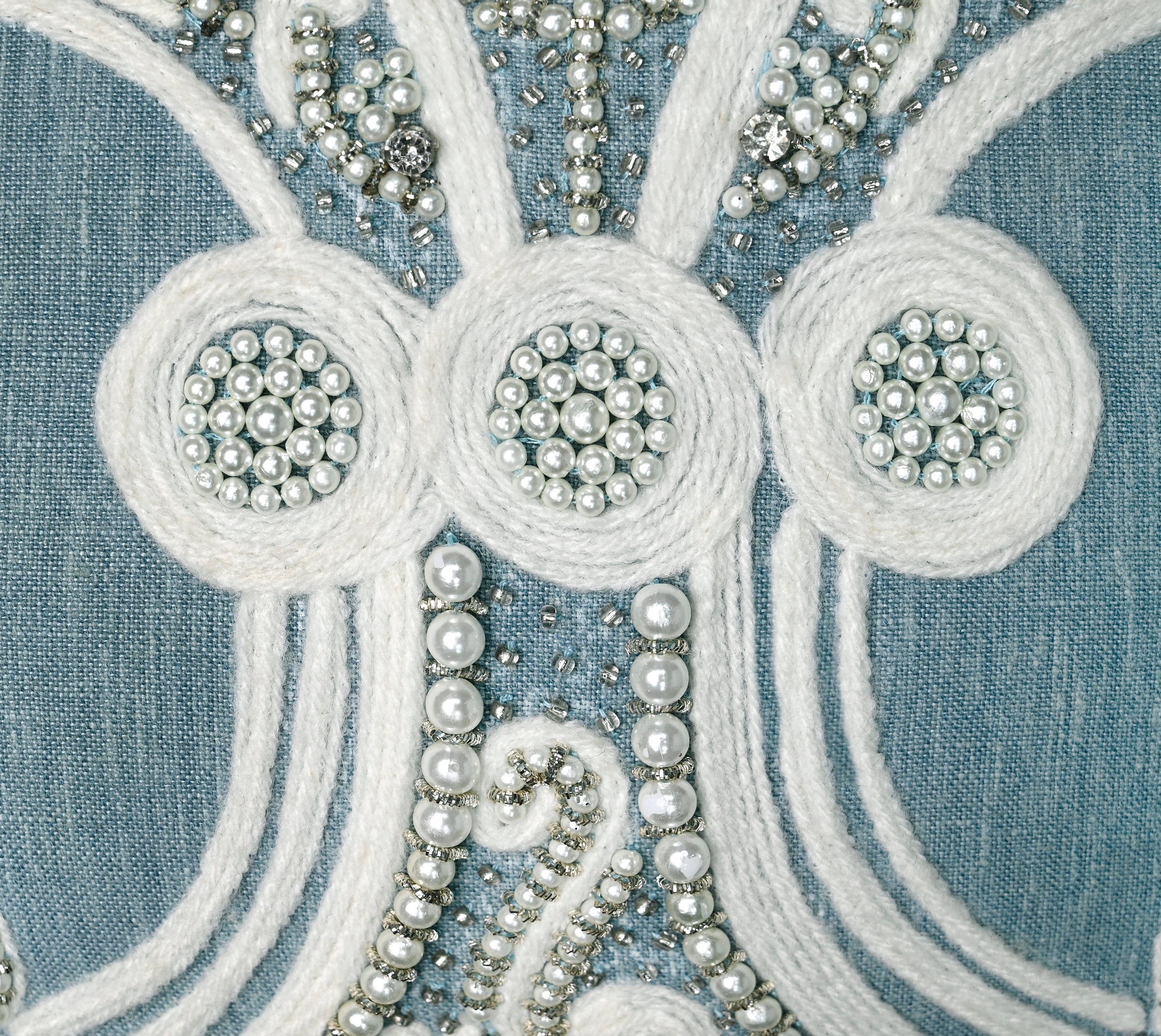 PALASH Blue Linen Cushion Cover