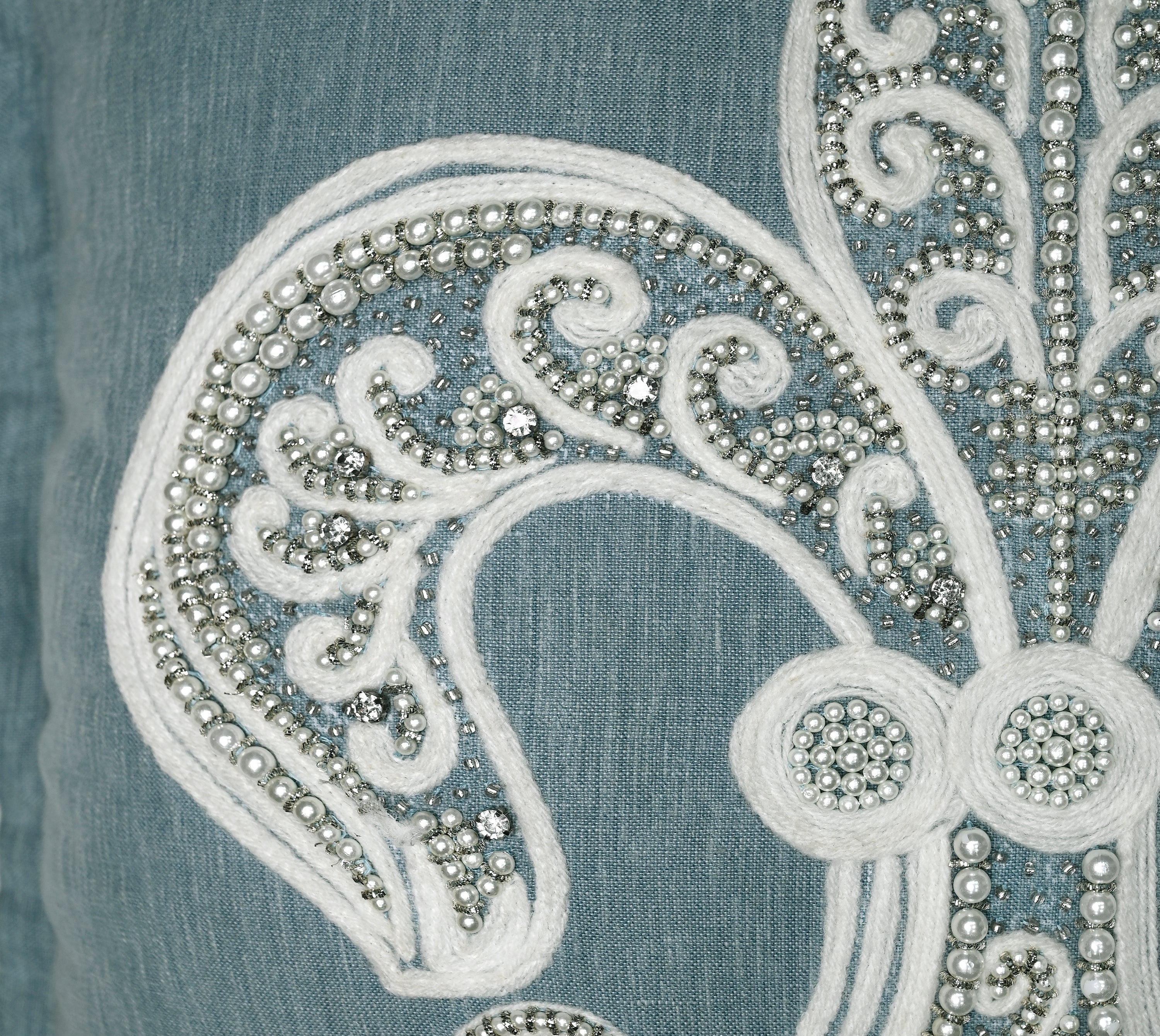 PALASH Blue Linen Cushion Cover