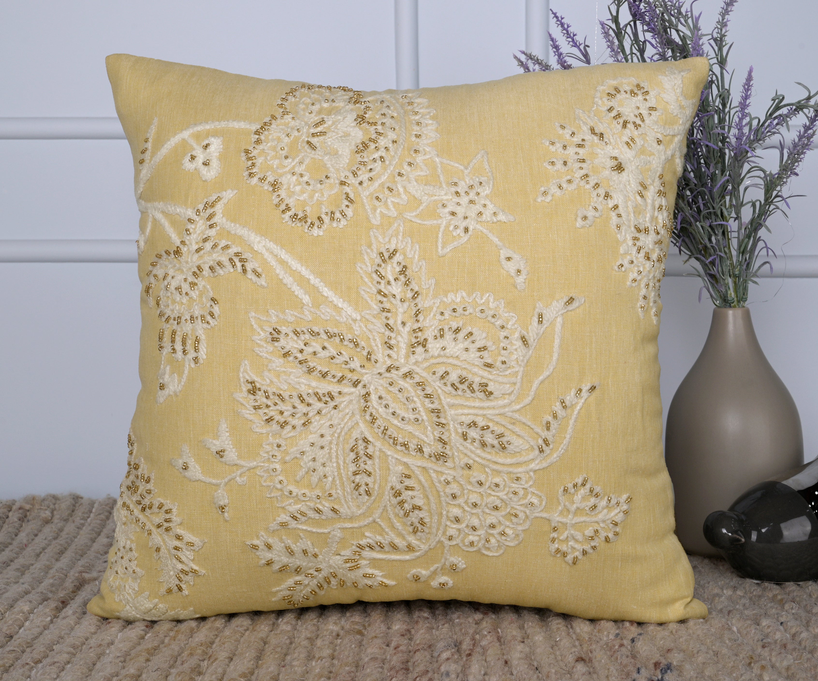 ISABELLA Yellow Linen Cushion Cover