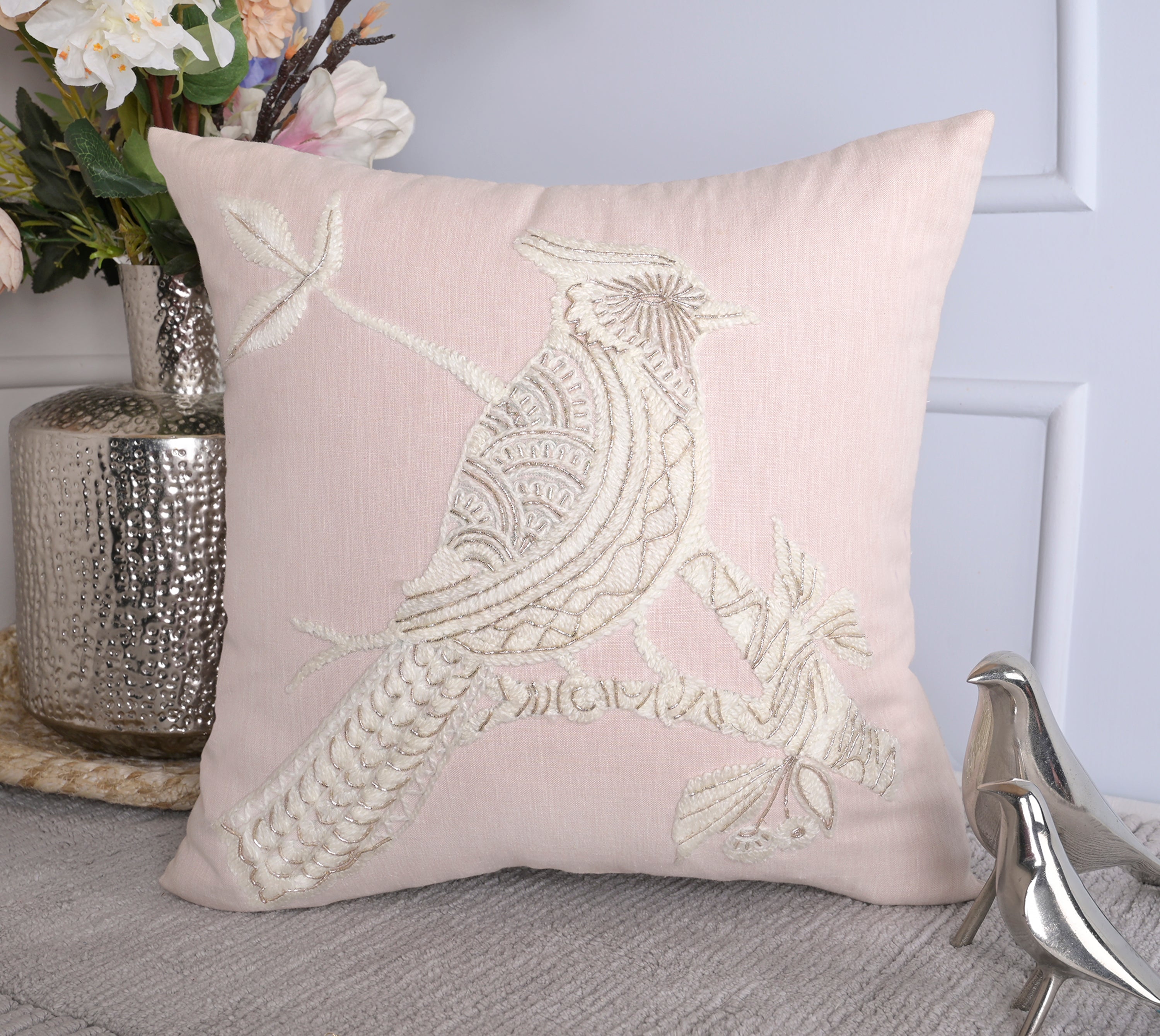 PALASH Pink Linen Cushion Cover