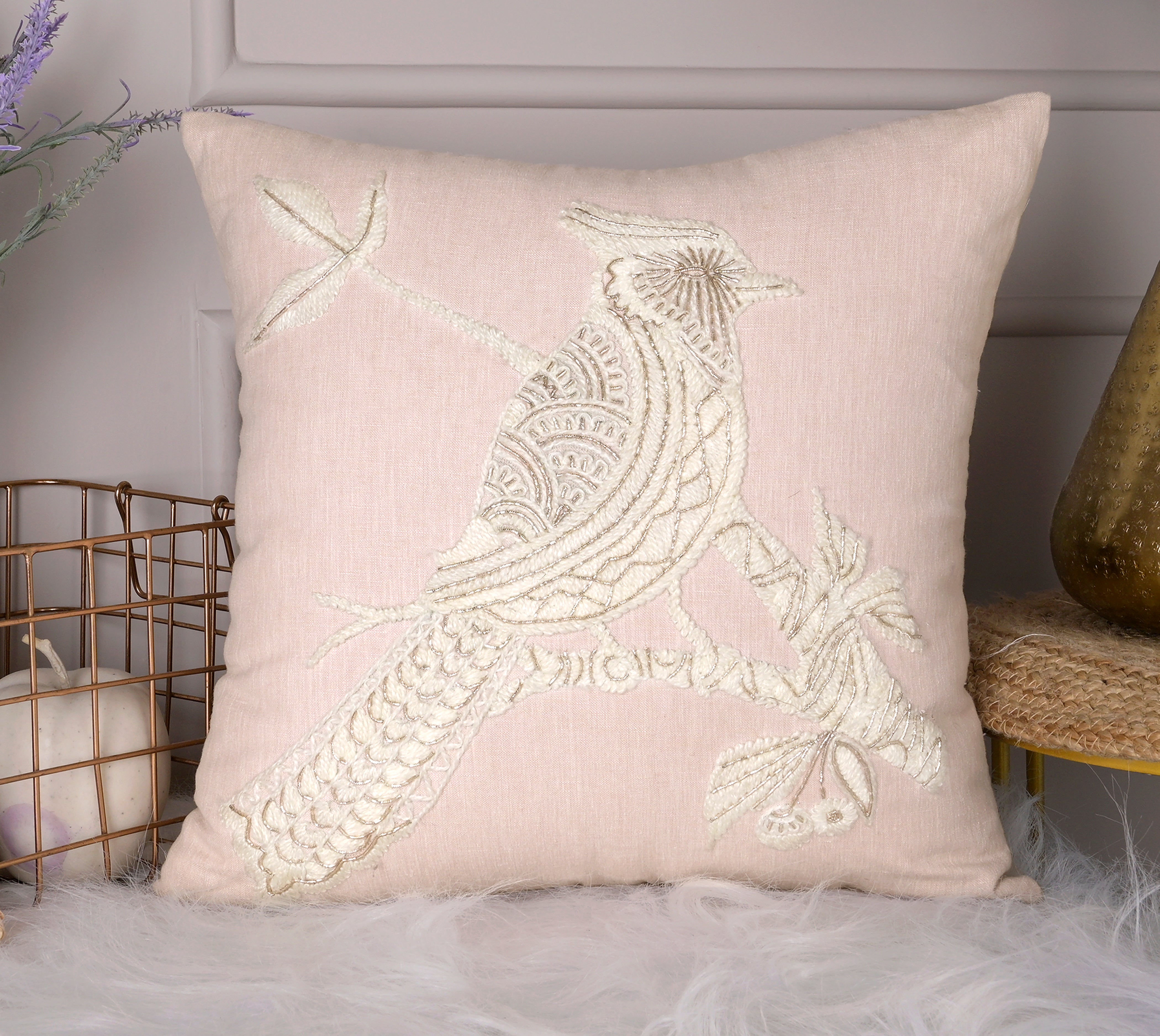 PALASH Pink Linen Cushion Cover