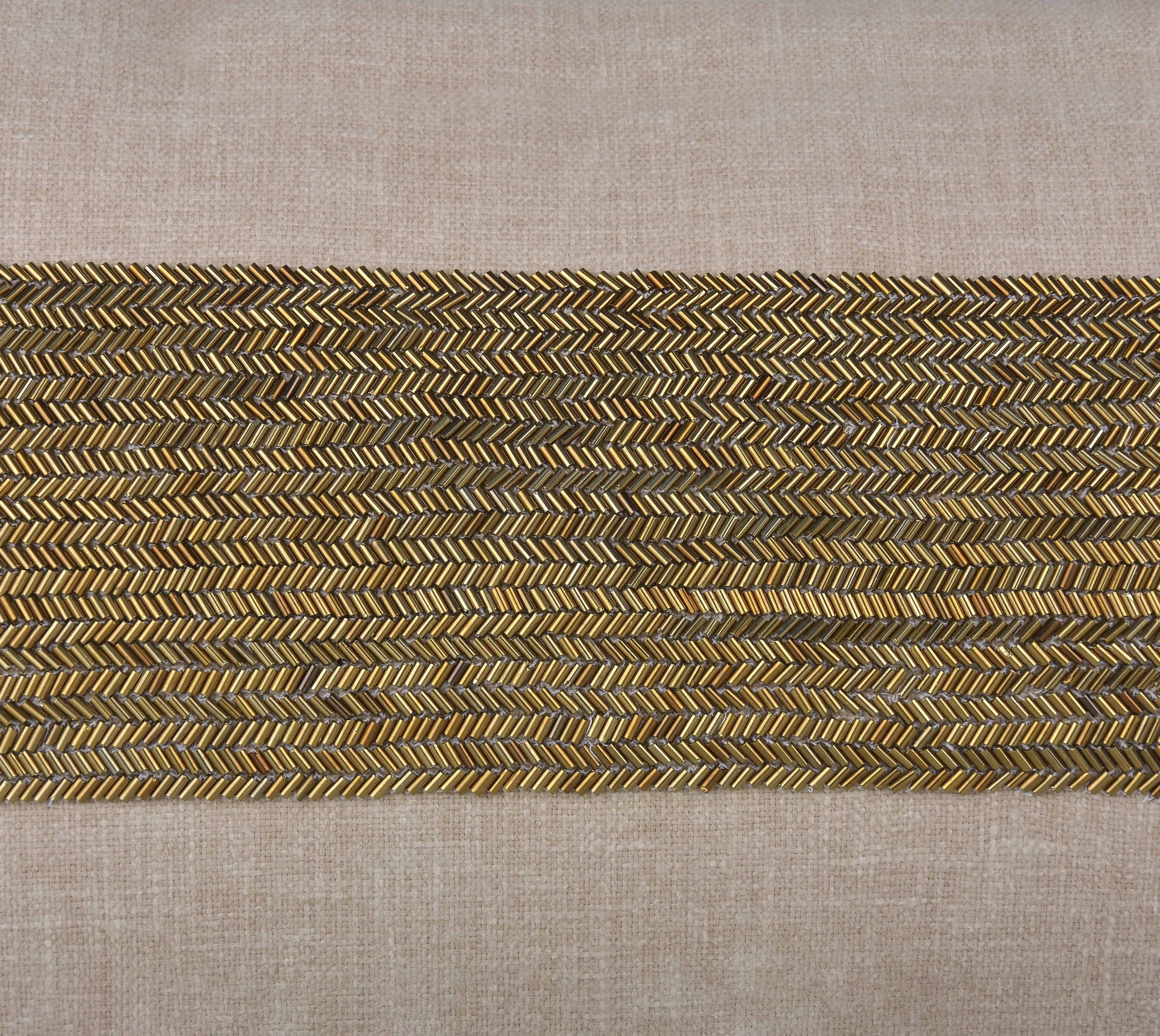 LUNA Beige Beaded Cotton Cushion Cover