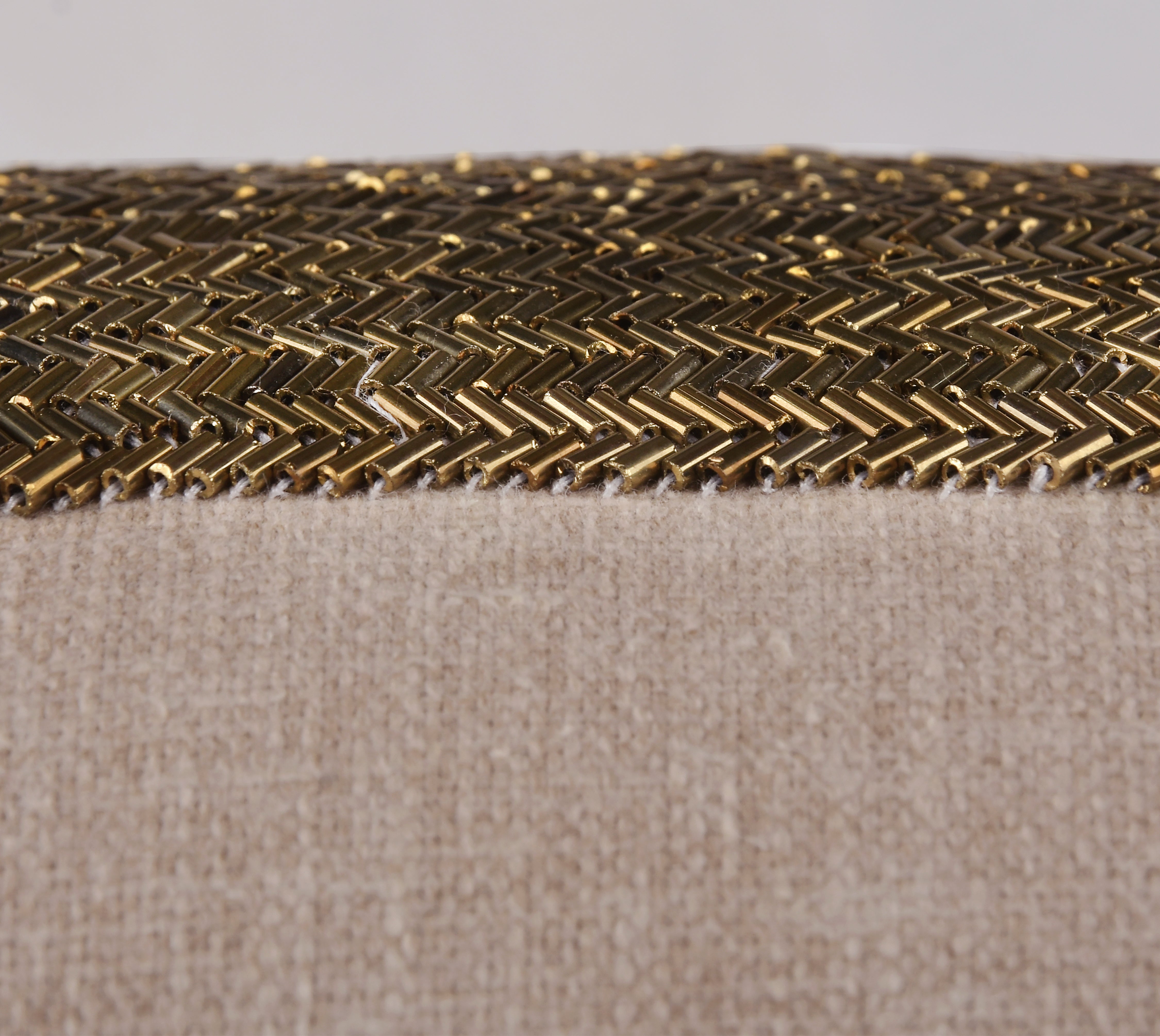LUNA Beige Beaded Cotton Cushion Cover